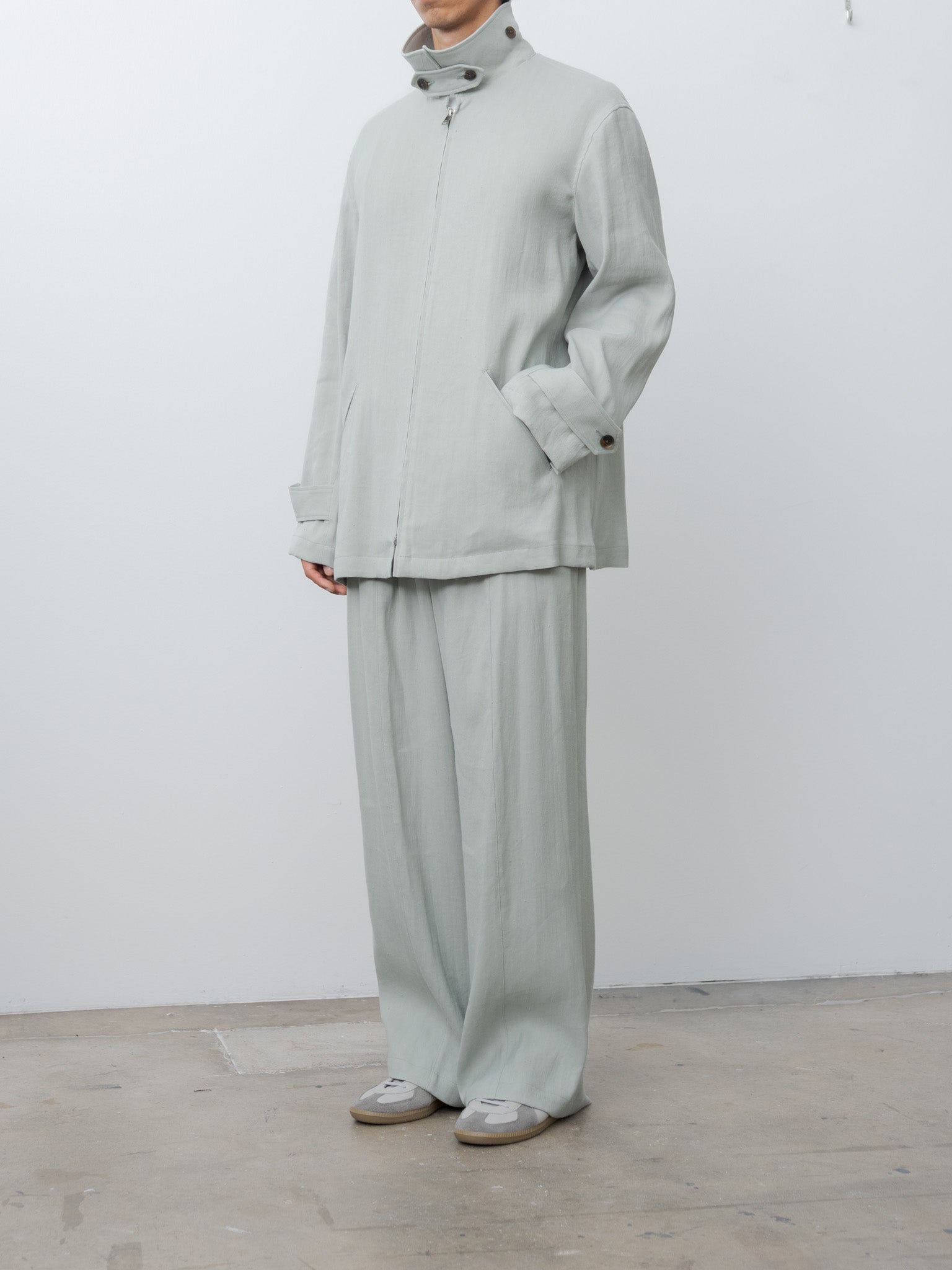 Namu Shop - Yoke Linen Acetate Zip Blouson - Mist Green