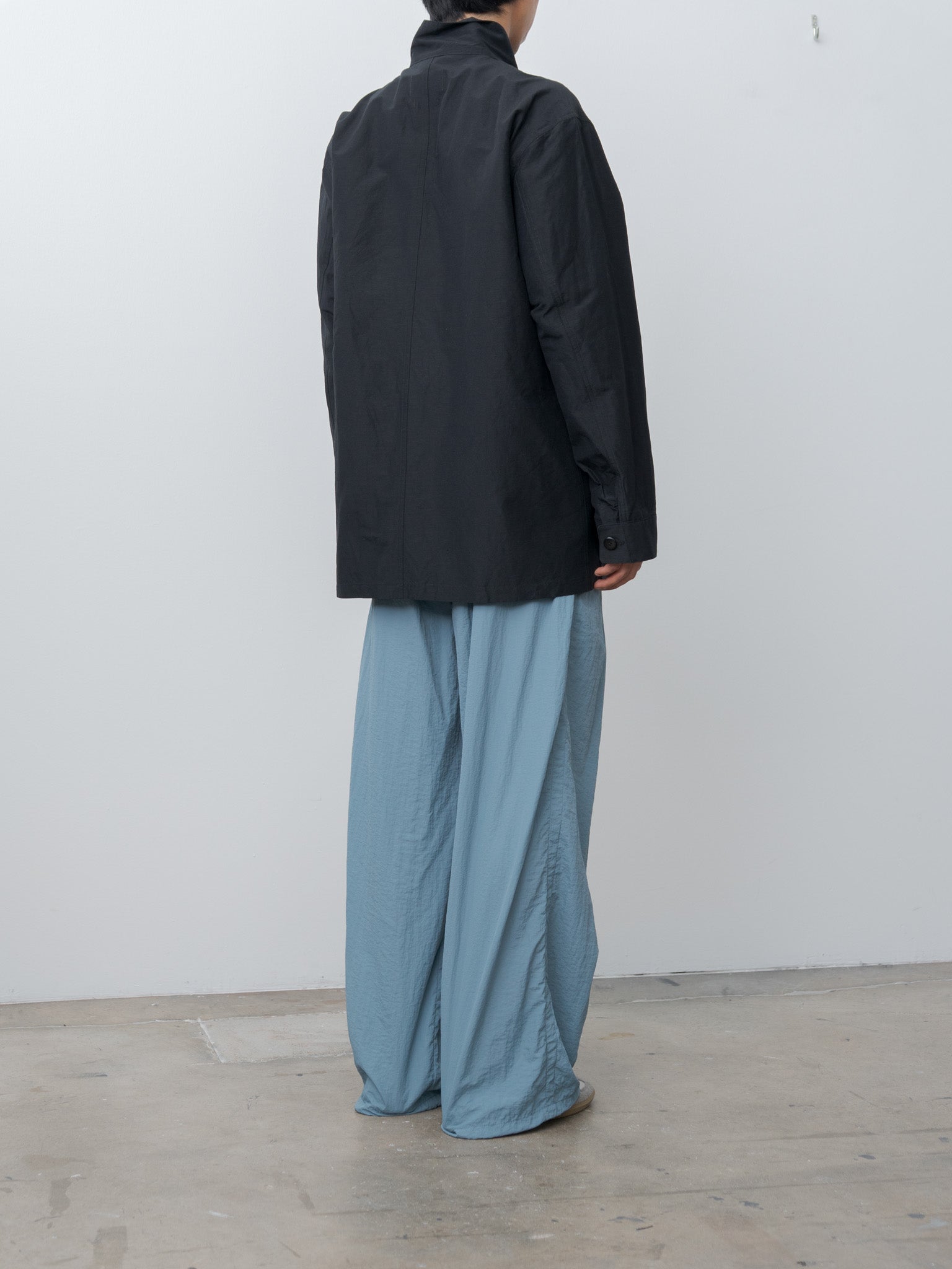 Namu Shop - Yoke Nylon 3Pleated Wide-Leg Easy Trousers - Fog Blue