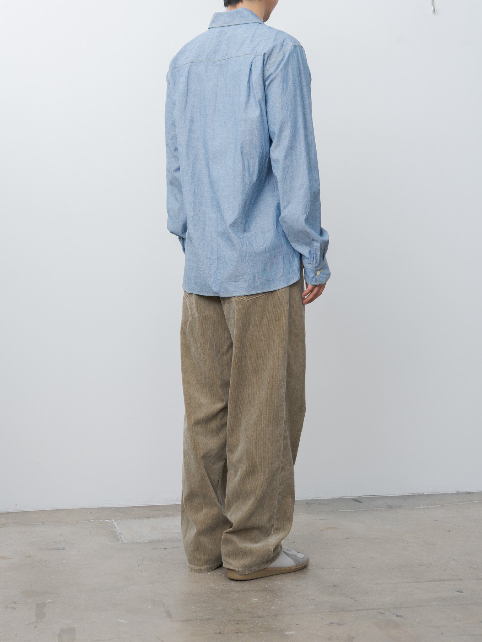 Namu Shop - ts(s) Indigo Cotton Chambray Asymmetric Pocket Work Shirt - Blue