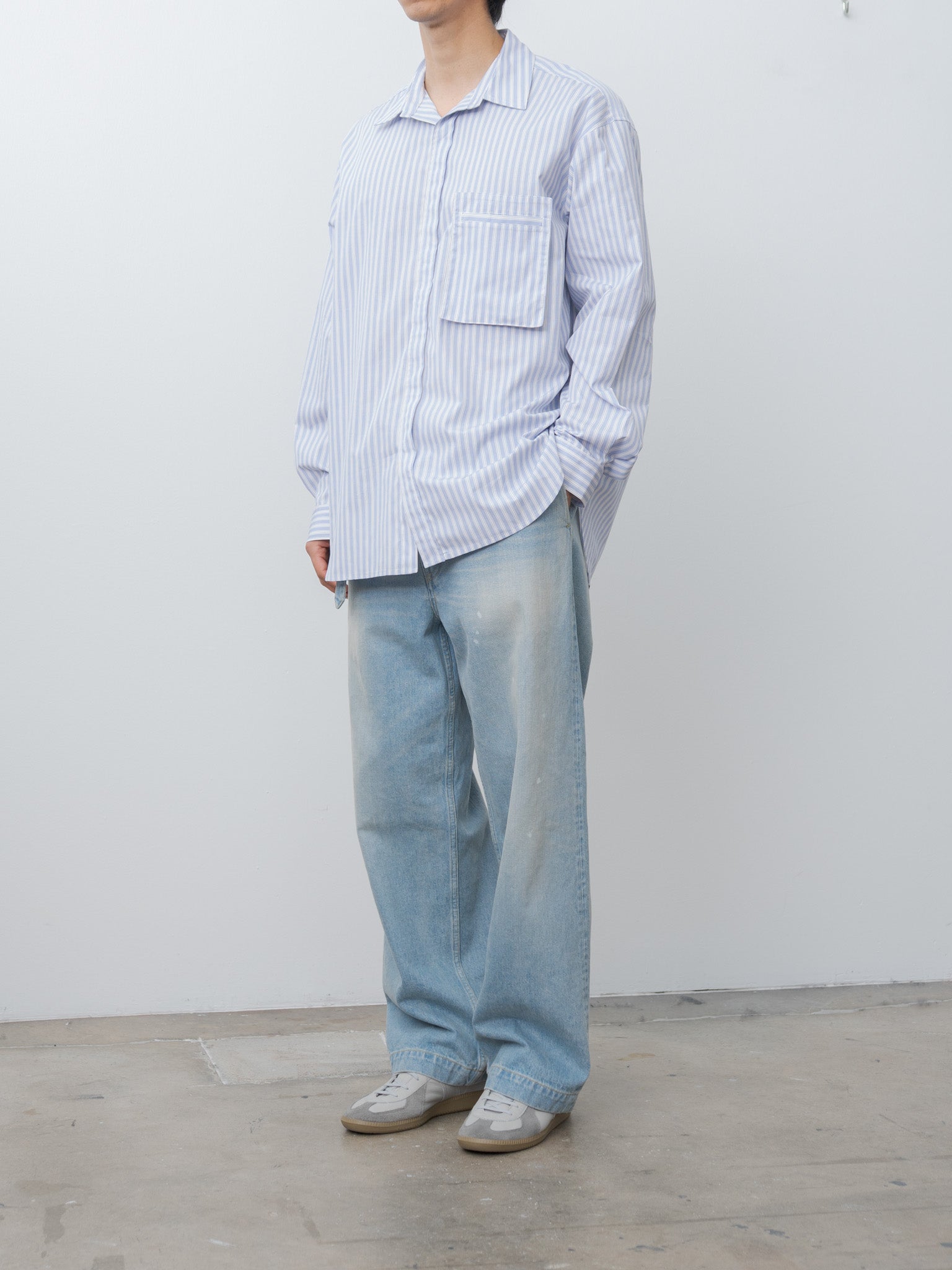 Namu Shop - S.K. Manor Hill Overturn Shirt - Light Blue & Burgundy Striped Cotton