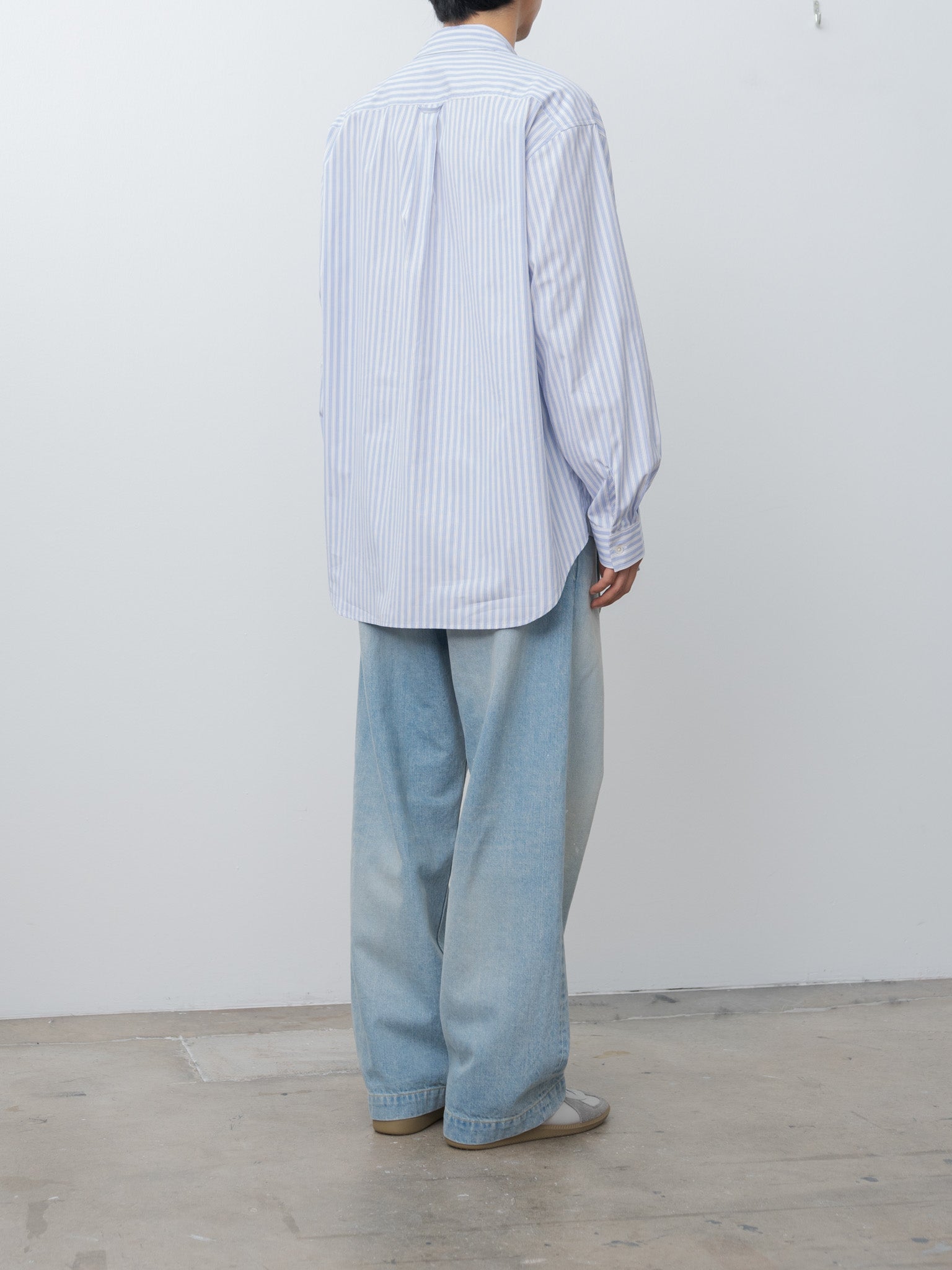 Namu Shop - S.K. Manor Hill Overturn Shirt - Light Blue & Burgundy Striped Cotton