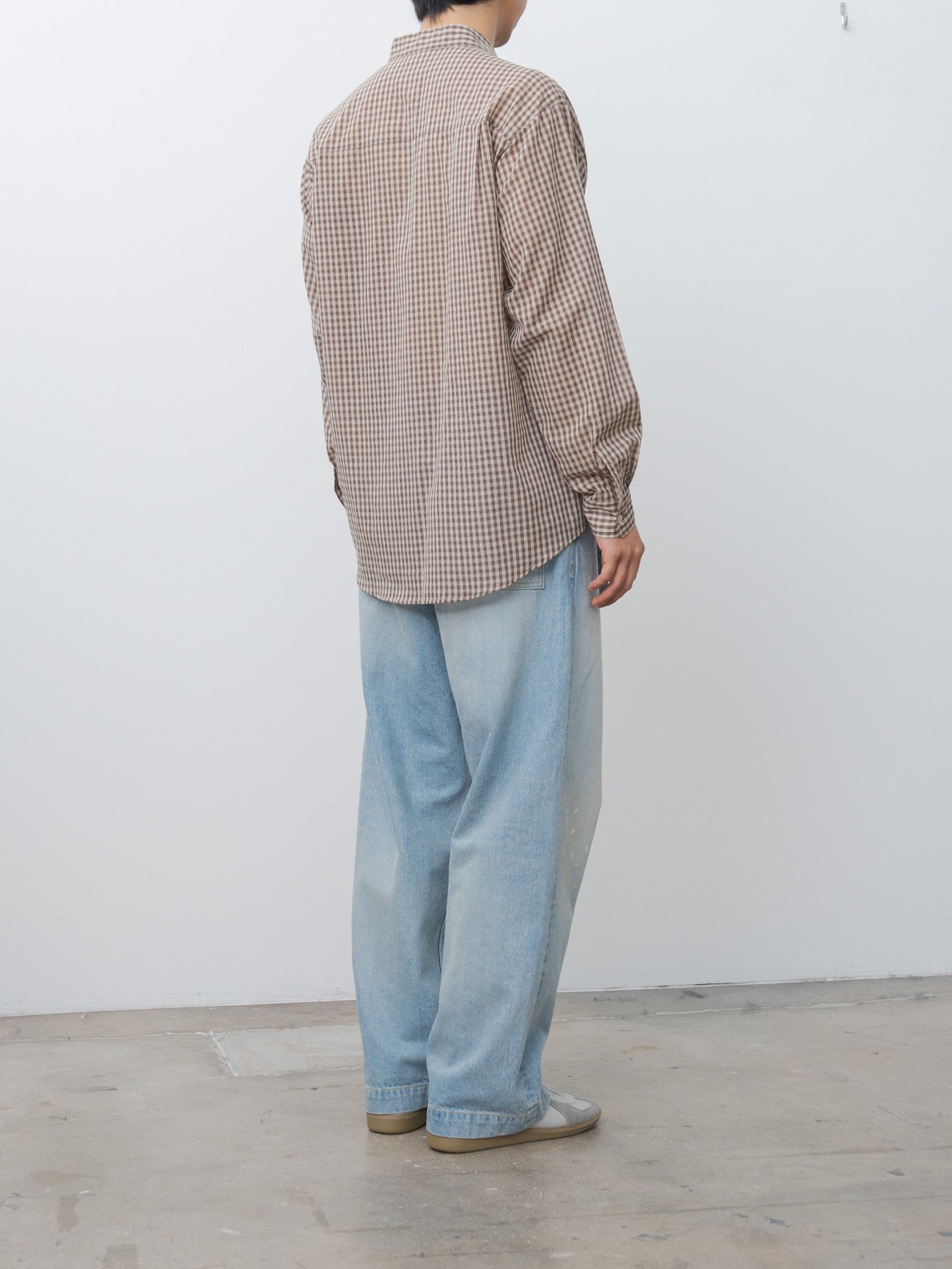 Namu Shop - Auralee Airy Light Cotton Check Big Shirt - Brown Gingham Check