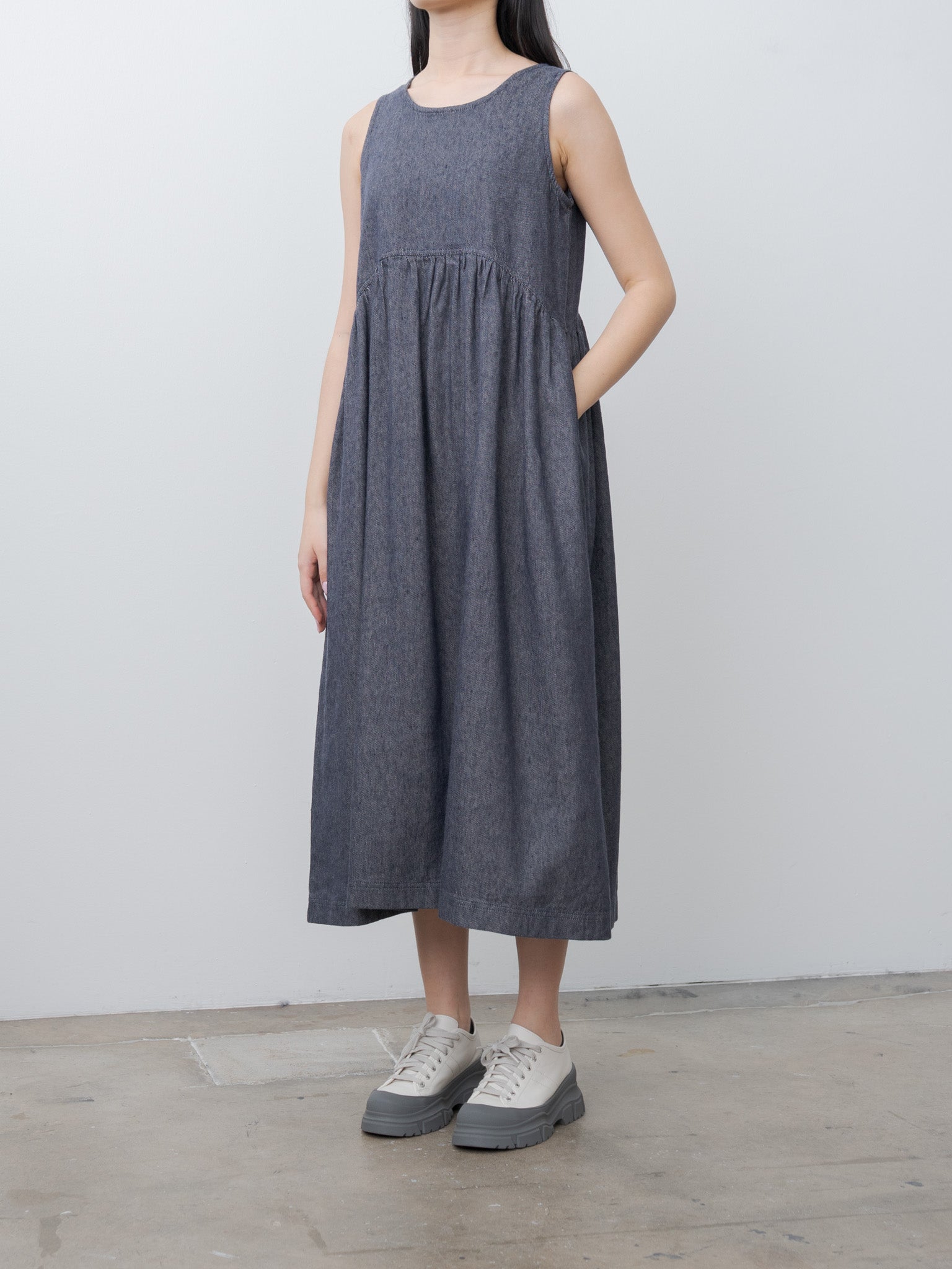 Namu Shop - Ichi Antiquites C/L Denim Dress - Navy
