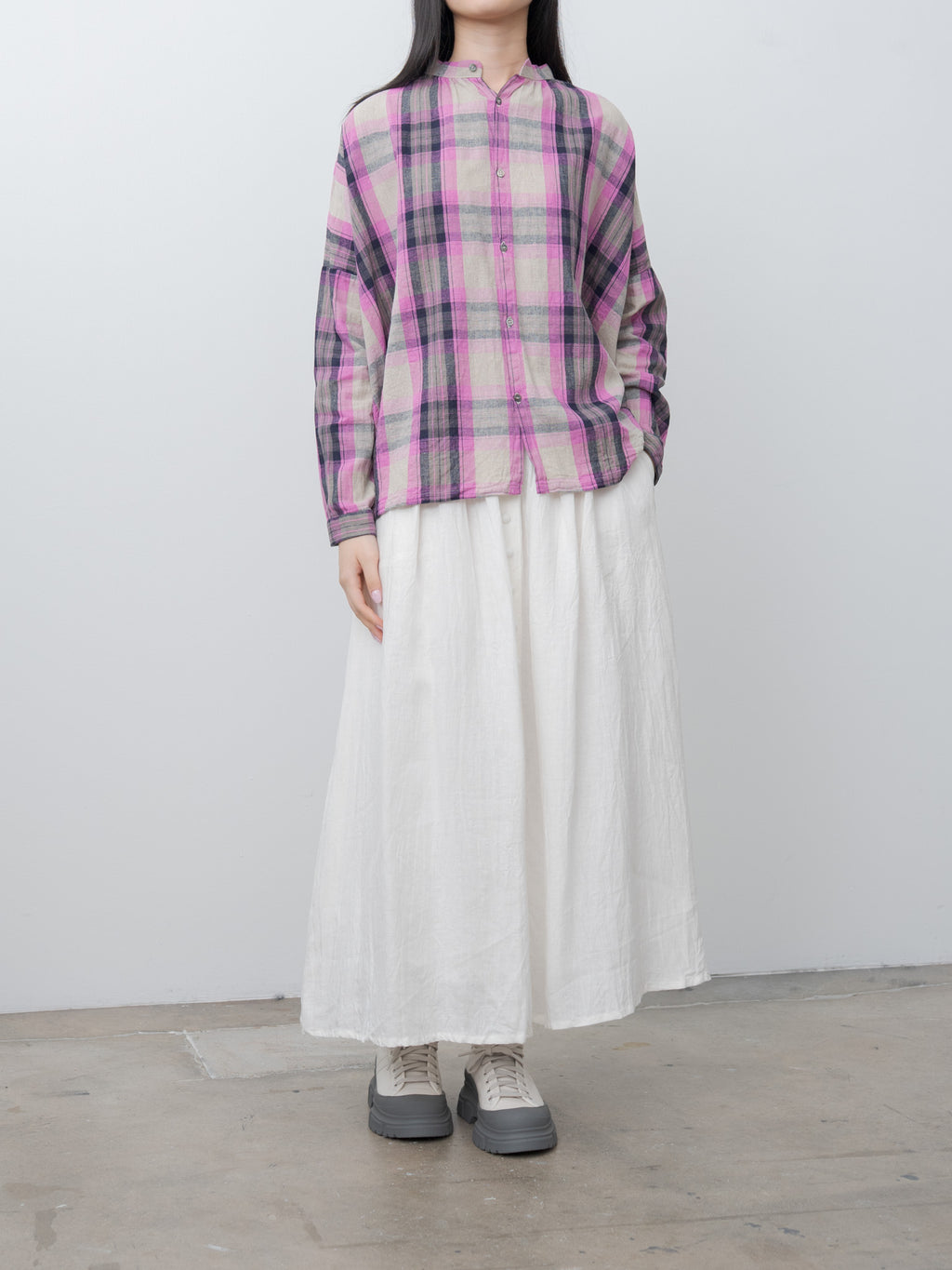 Namu Shop - Ichi Antiquites L/C Tartan Shirt - Pink