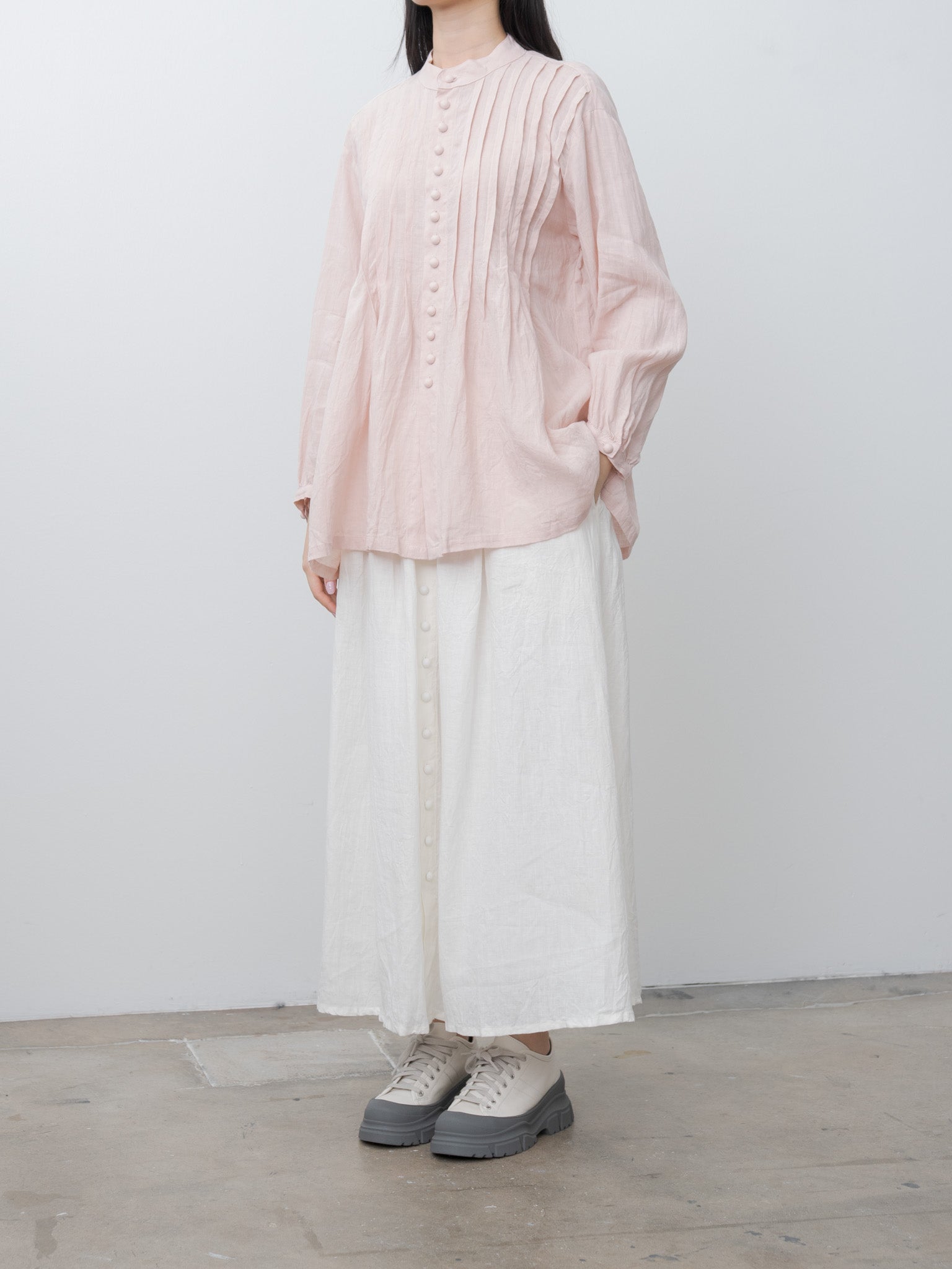 Namu Shop - Ichi Antiquites French Linen Skirt - White