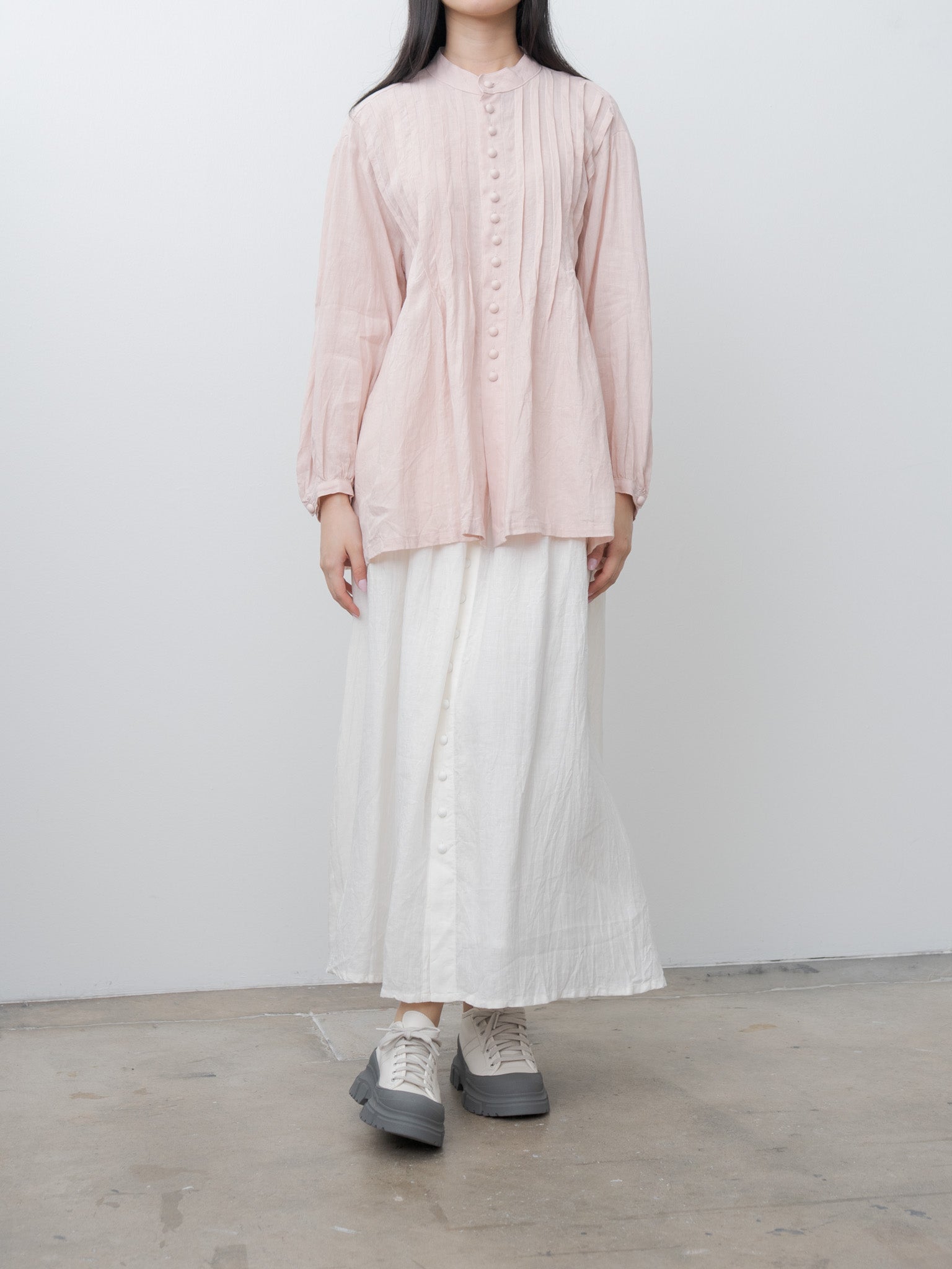 Namu Shop - Ichi Antiquites French Linen Skirt - White