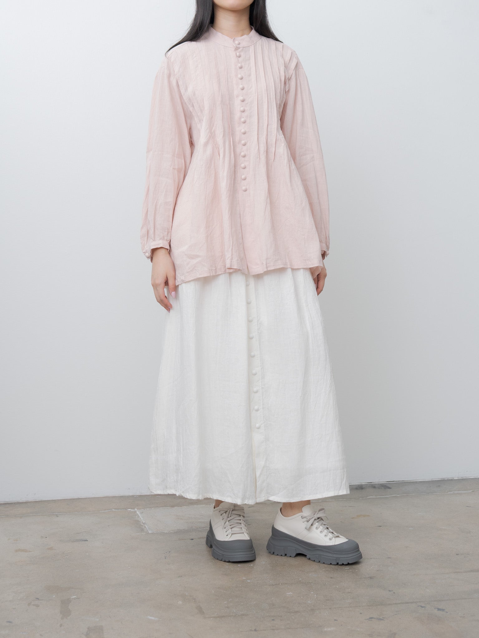 Namu Shop - Ichi Antiquites French Linen Skirt - White