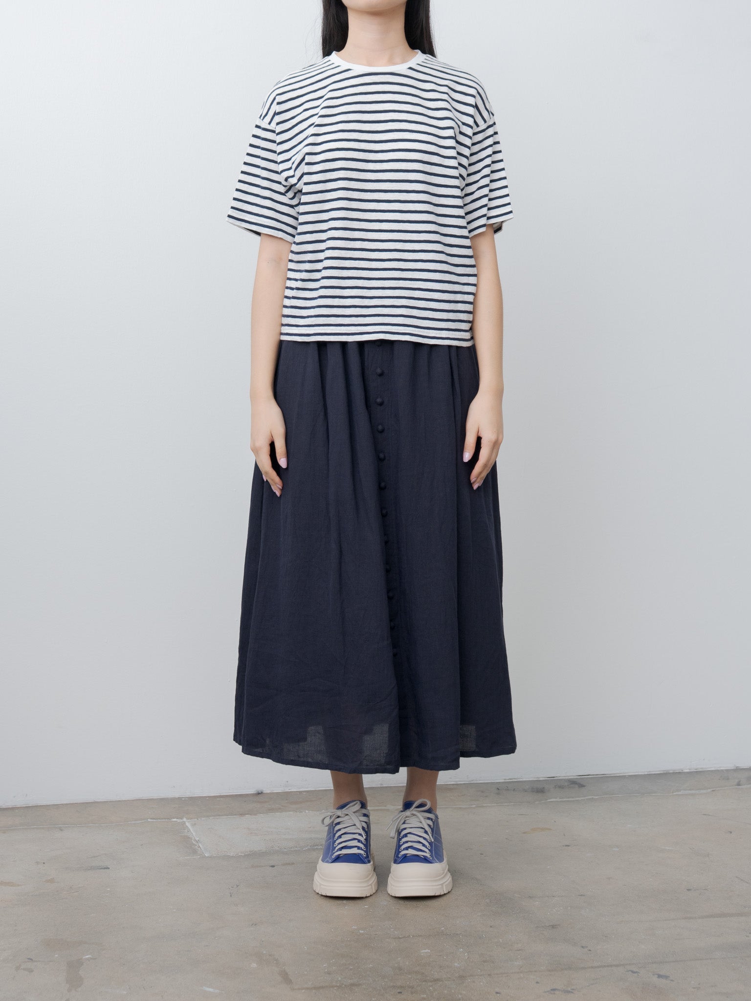 Namu Shop - Ichi Antiquites T-Shirt - Striped White x Navy