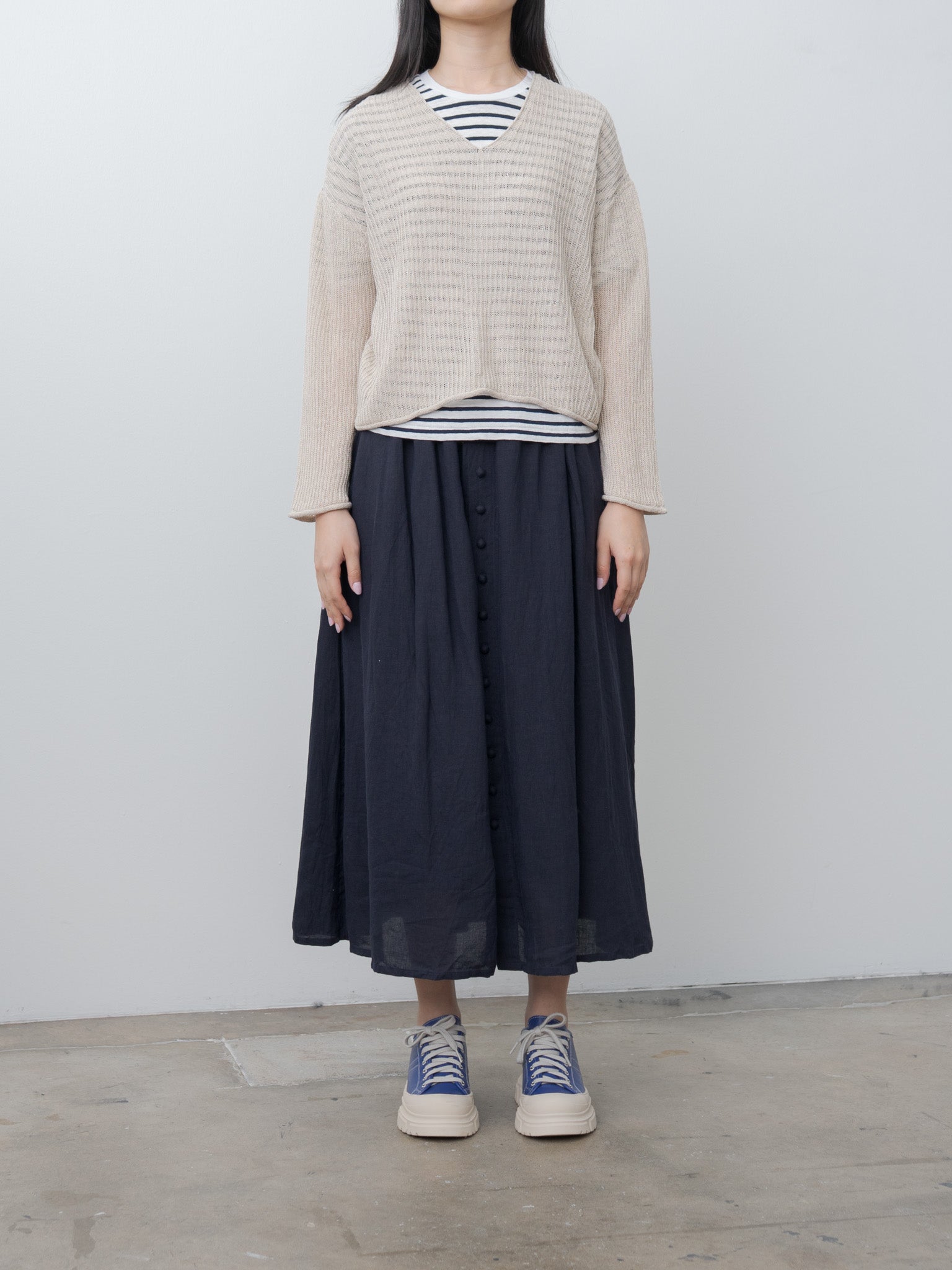Namu Shop - Ichi Antiquites Wholegarment Cotton/Linen Sweater - Natural