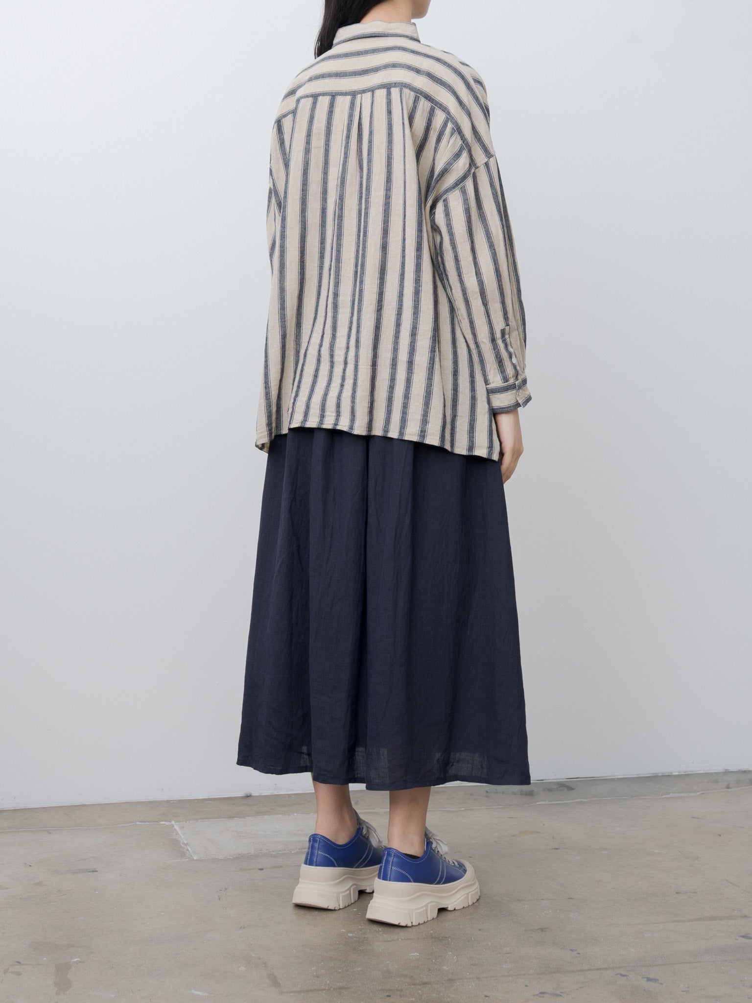 Namu Shop - Ichi Antiquites L/C Stripe Shirt - Natural x Indigo