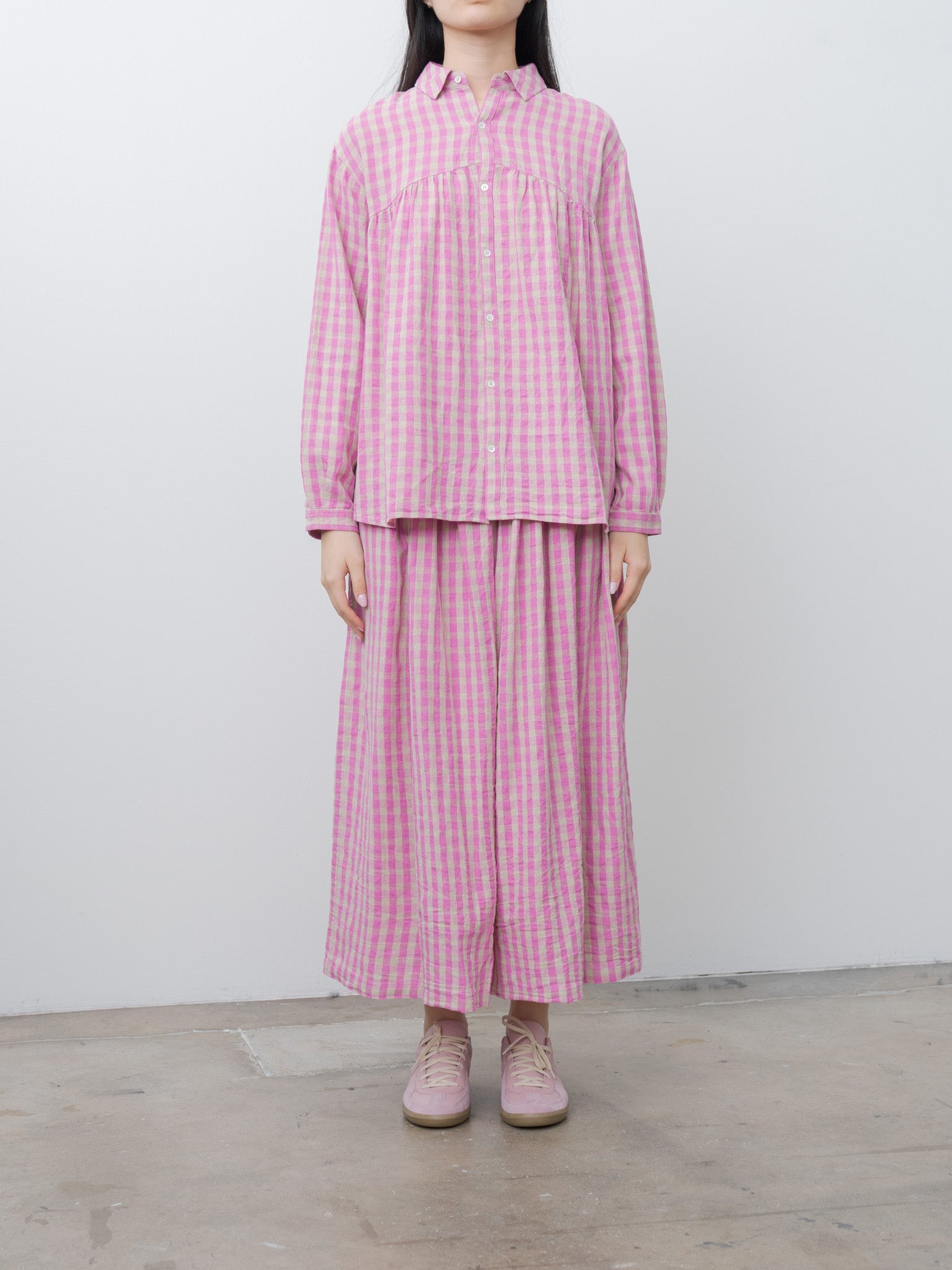 Namu Shop - Ichi Antiquites L/C Gingham Skirt - Pink x Natural