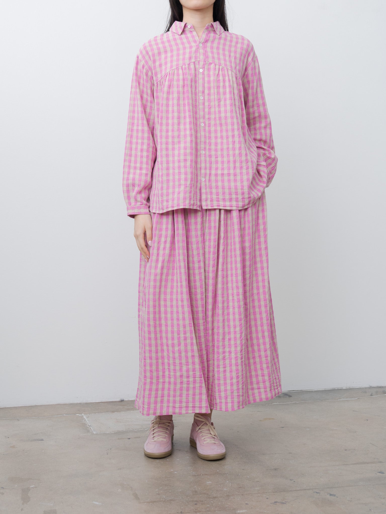 Namu Shop - Ichi Antiquites L/C Gingham Skirt - Pink x Natural