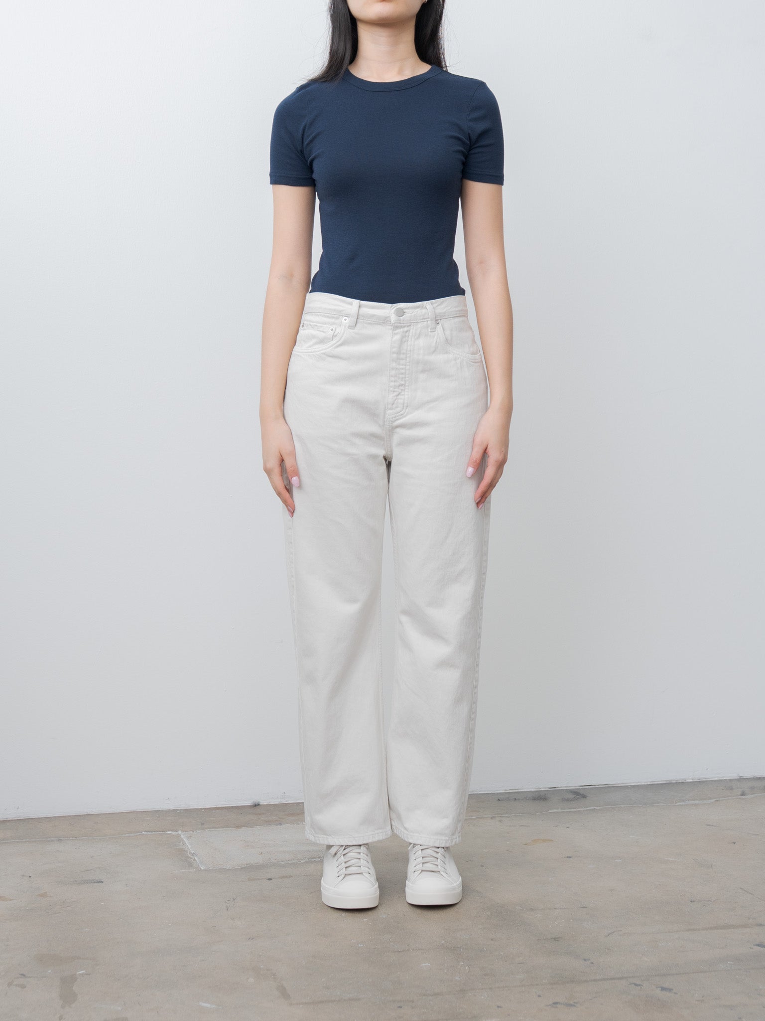Namu Shop - Babaco Cotton Silk Basic T-Shirt - Navy