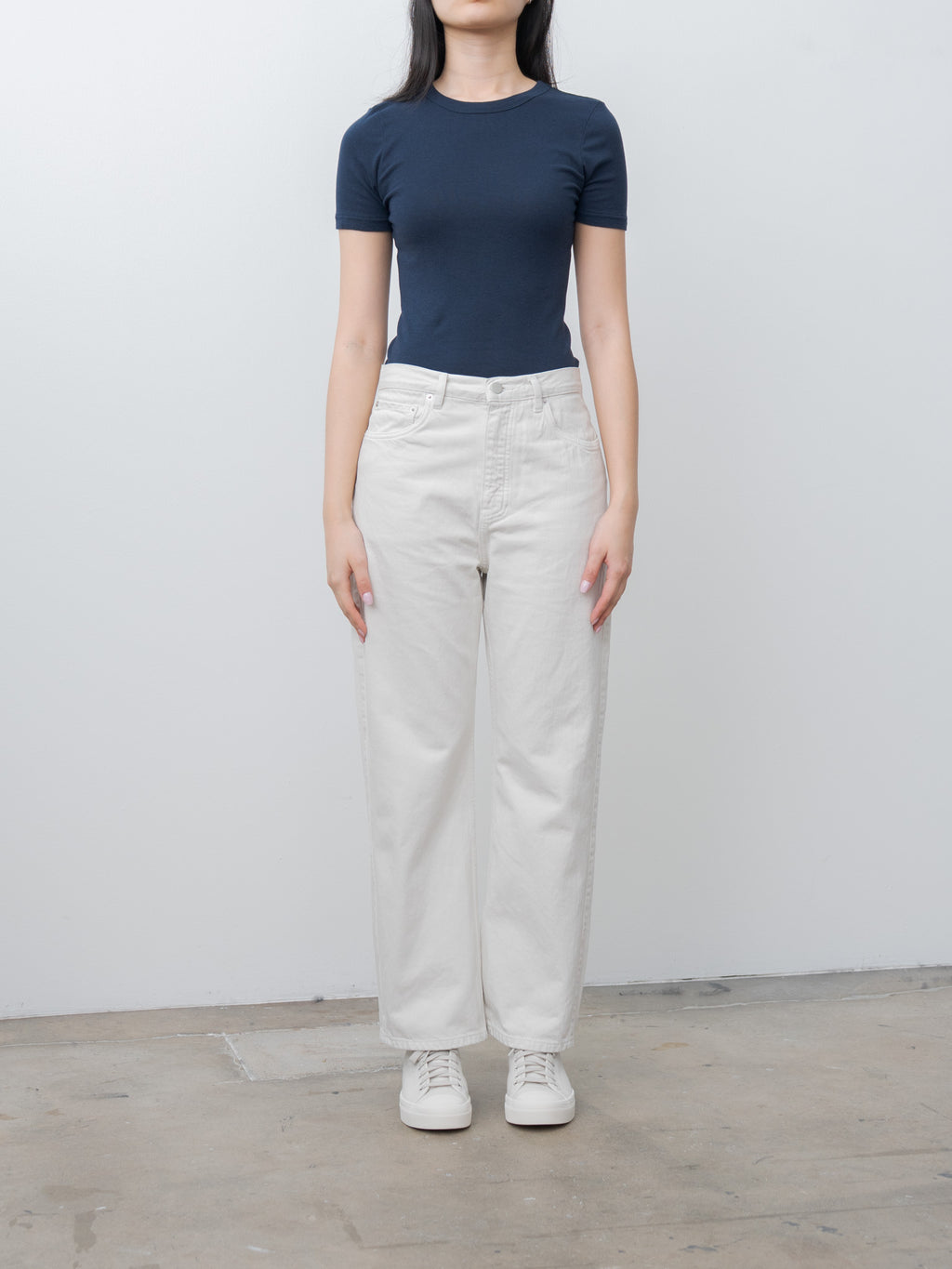 Namu Shop - Babaco Cotton Silk Basic T-Shirt - Navy