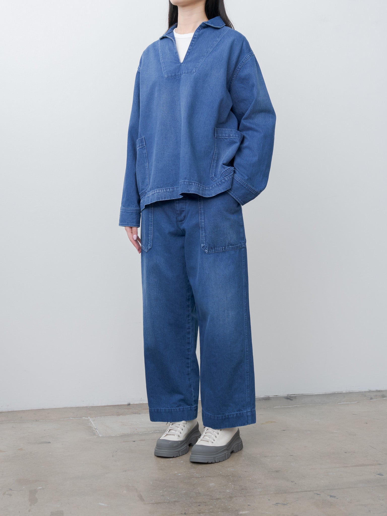 Namu Shop - Veritecoeur Denim Pullover Jacket - Blue Indigo