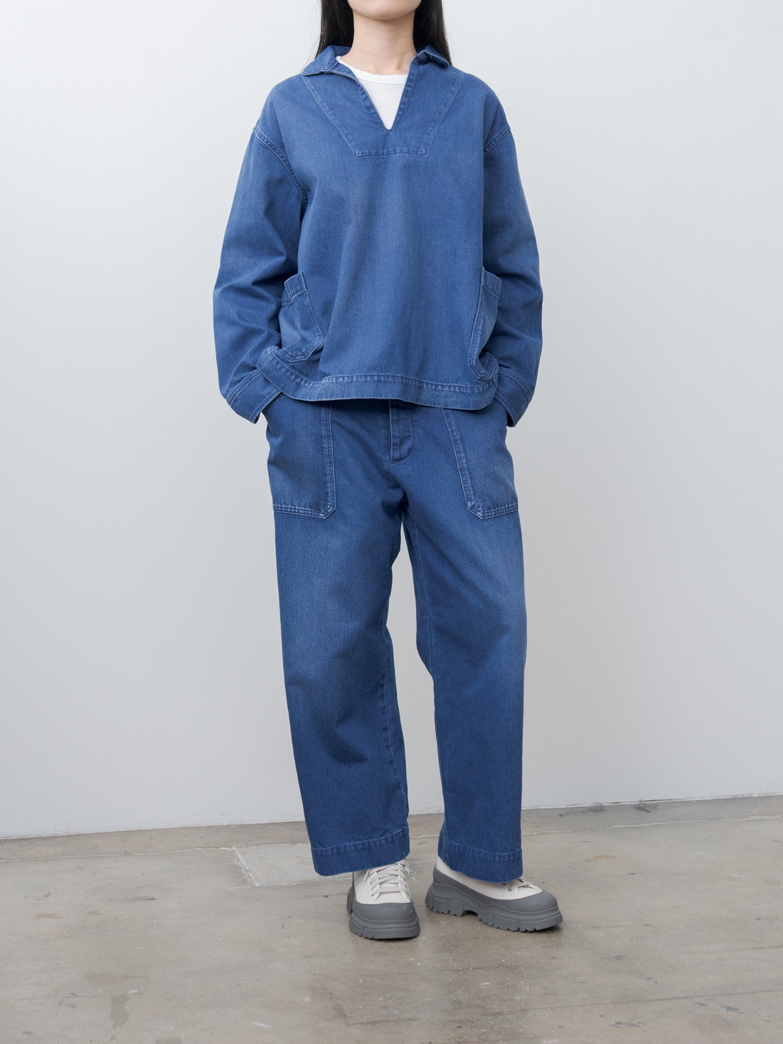 Namu Shop - Veritecoeur Denim Pullover Jacket - Blue Indigo
