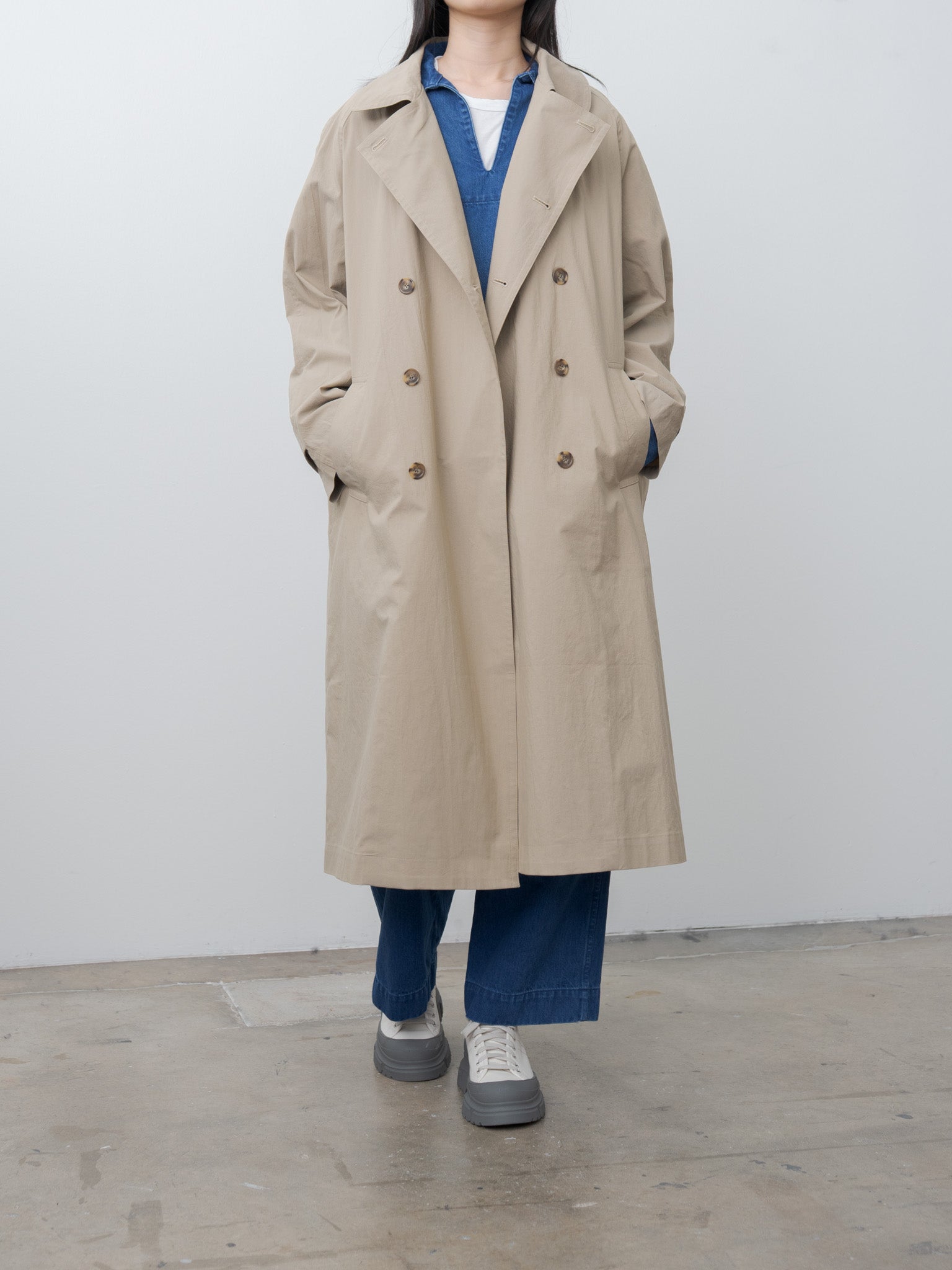 Namu Shop - Veritecoeur C/N Double Breasted Coat - Beige