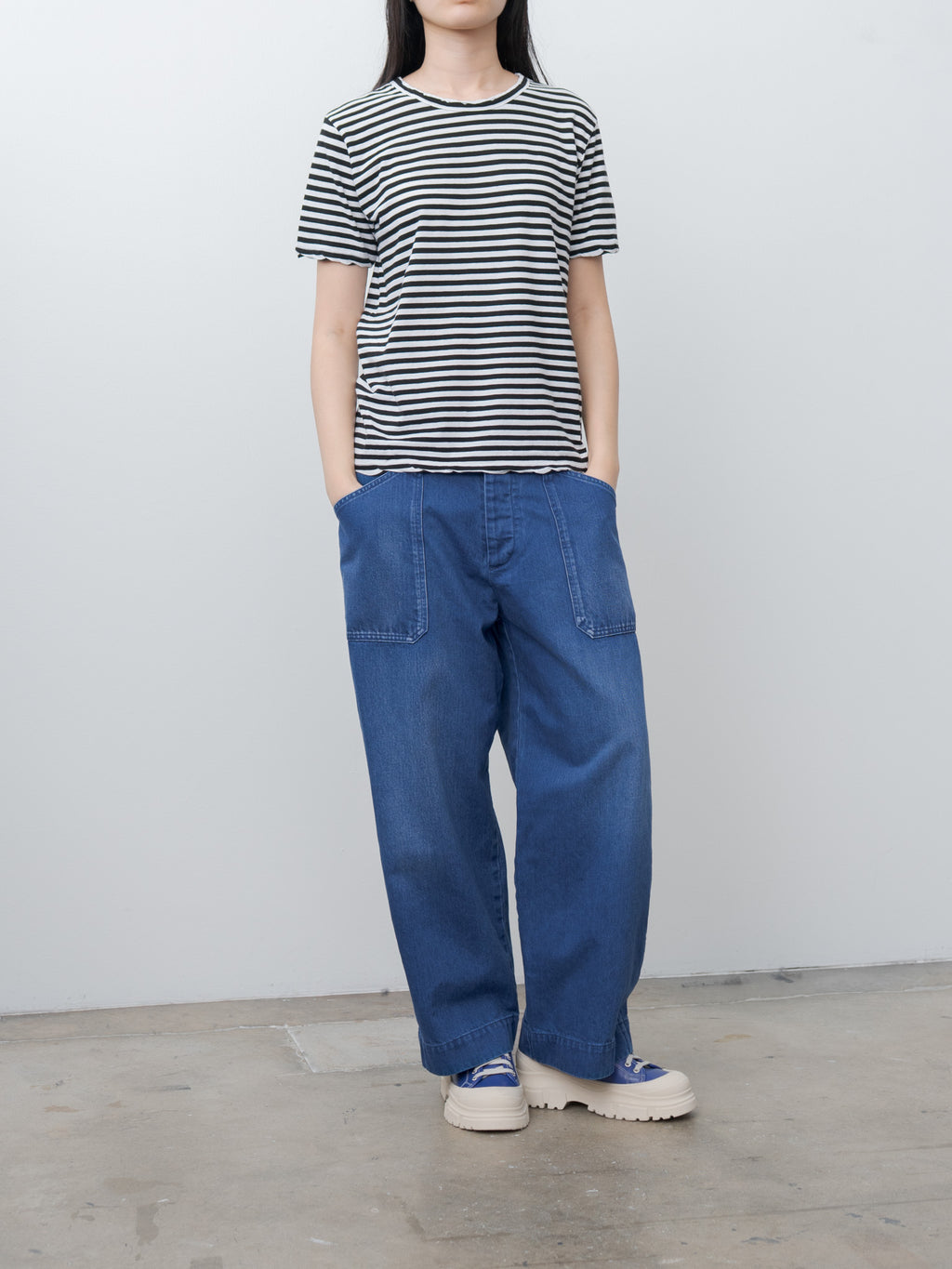 Namu Shop - Veritecoeur High Twist Jersey Crewneck T-Shirt - Black Border