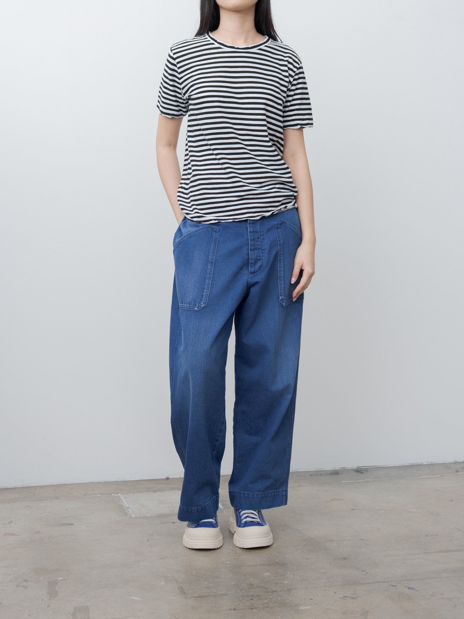 Namu Shop - Veritecoeur High Twist Jersey Crewneck T-Shirt - Black Border