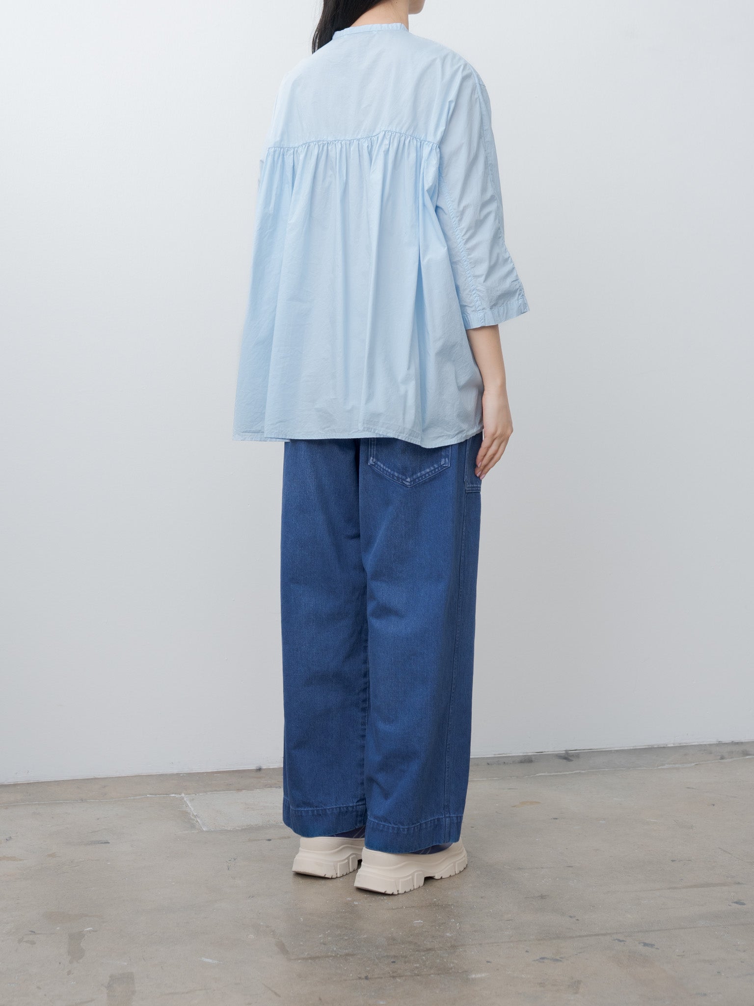 Namu Shop - Veritecoeur Gathered Blouse - Blue