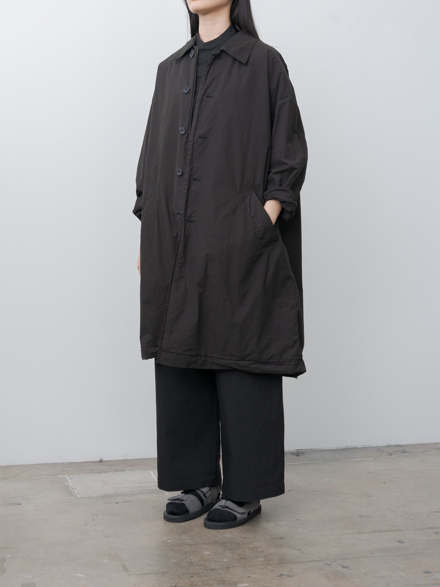 Namu Shop - Veritecoeur Cotton Silk Coat - Black
