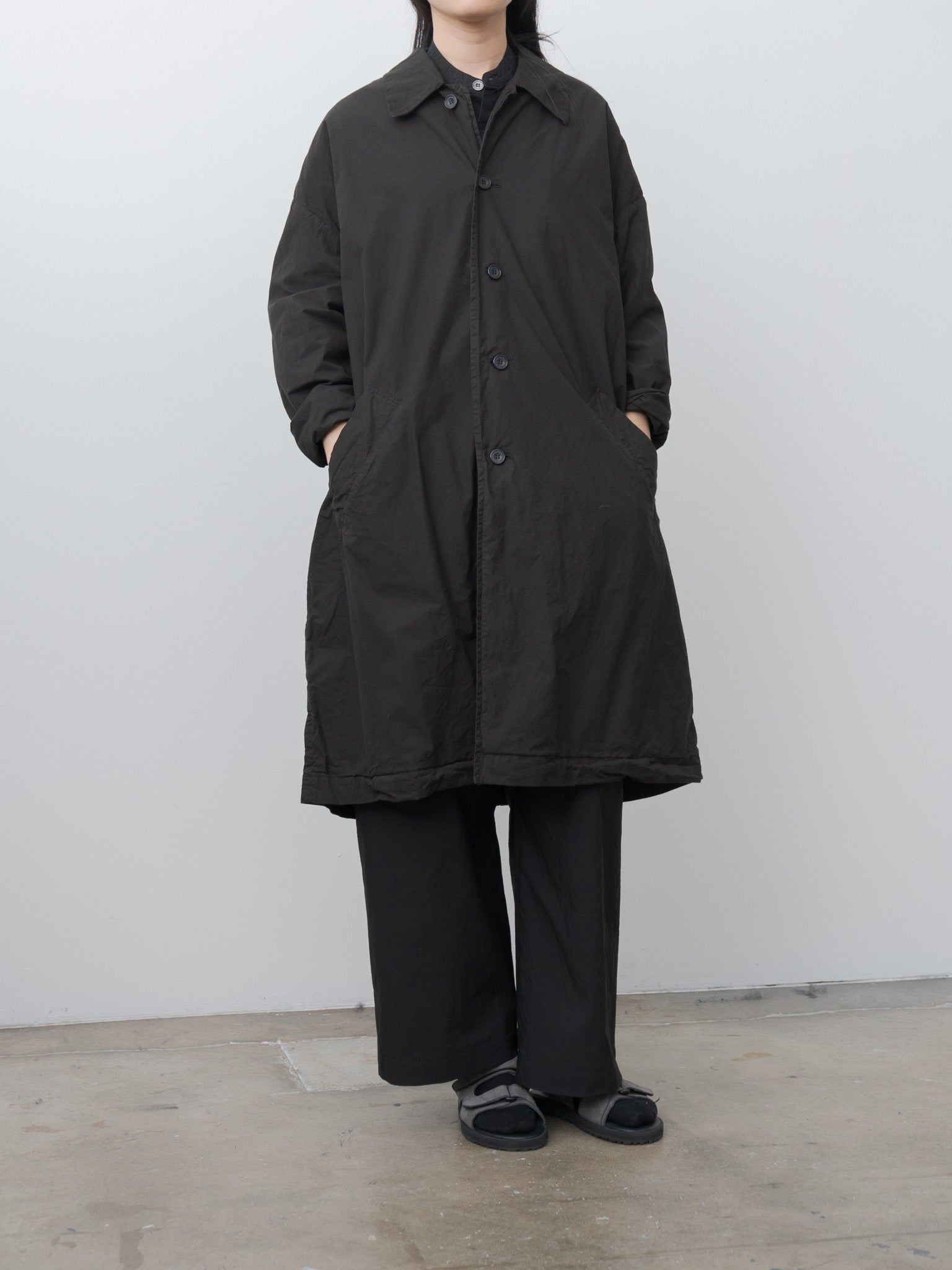 Namu Shop - Veritecoeur Cotton Silk Coat - Black