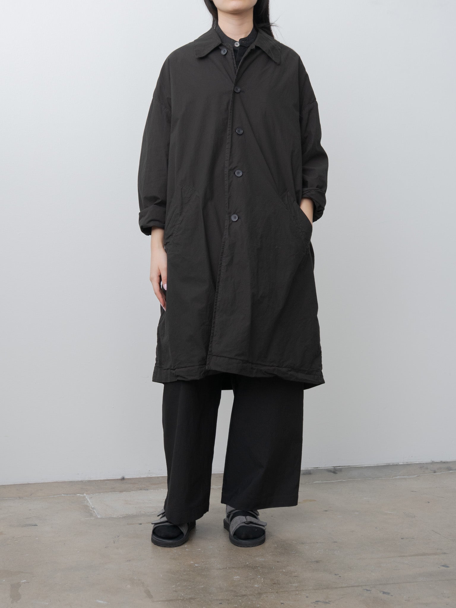 Namu Shop - Veritecoeur Cotton Silk Coat - Black