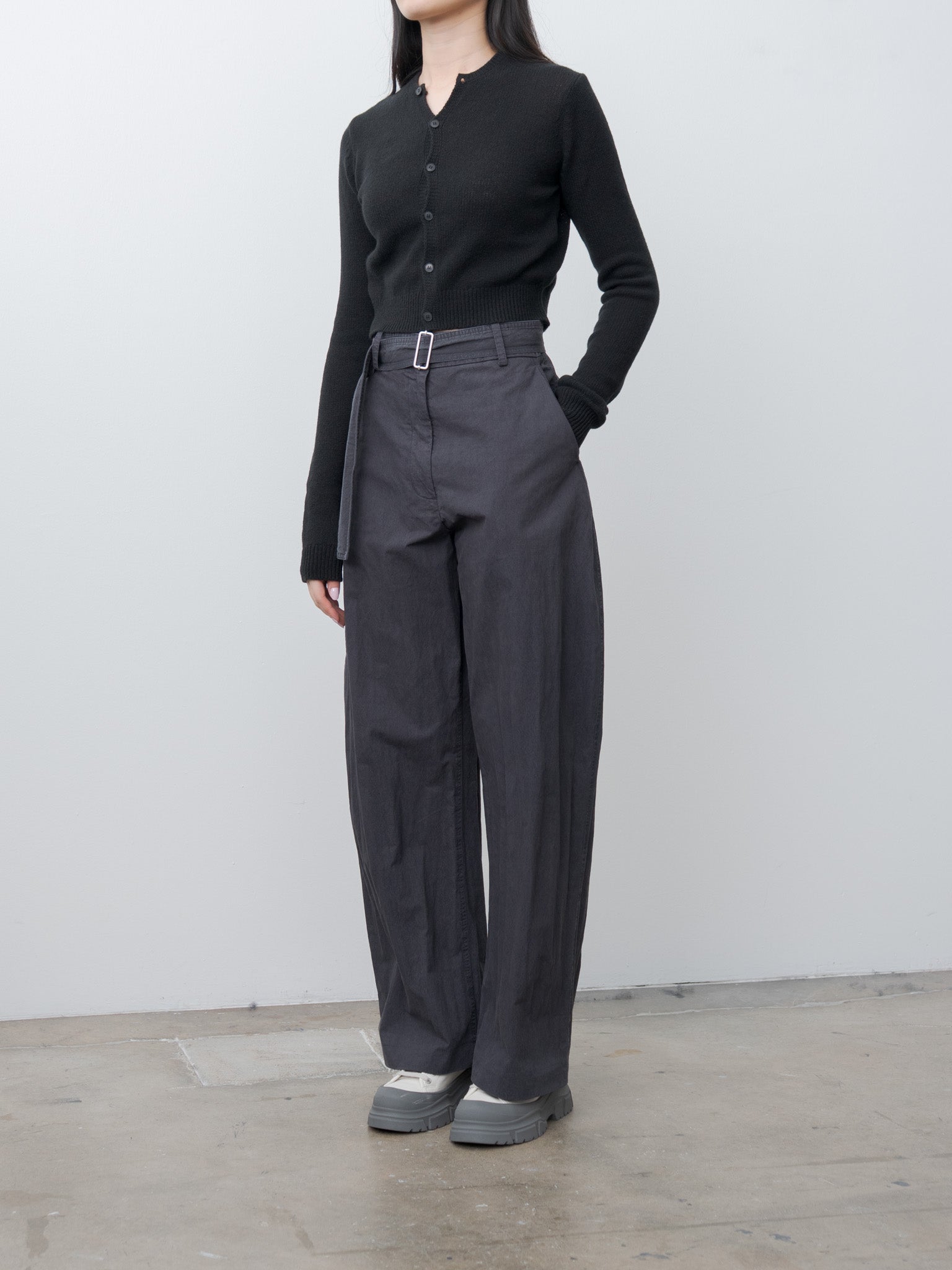 Namu Shop - Auralee Summer Cashmere Knit Crew Neck Cardigan - Black