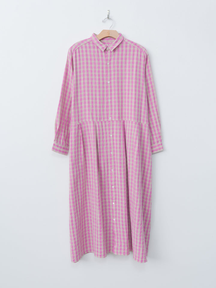 Namu Shop - Ichi Antiquites L/C Gingham Dress - Pink x Natural