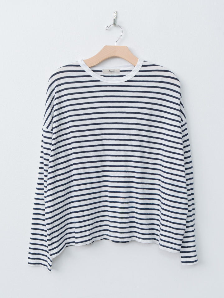 Namu Shop - Ichi Antiquites L/S T-Shirt - Striped White x Navy