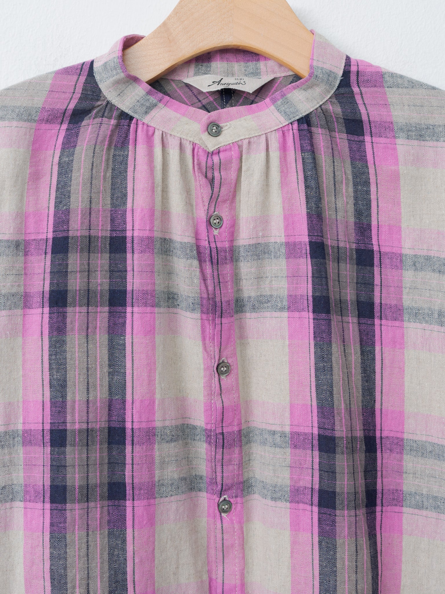 Namu Shop - Ichi Antiquites L/C Tartan Shirt - Pink