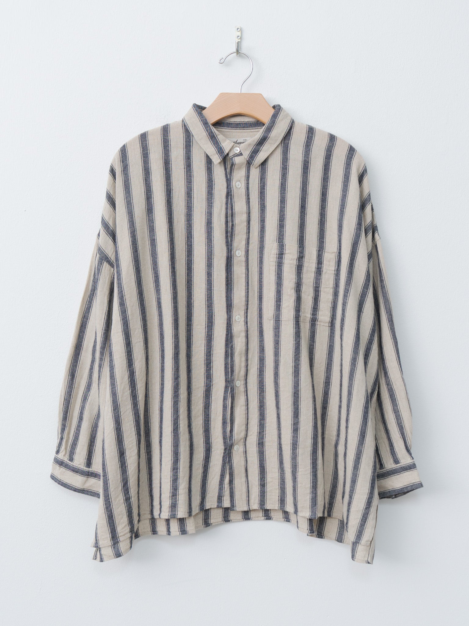 Namu Shop - Ichi Antiquites L/C Stripe Shirt - Natural x Indigo