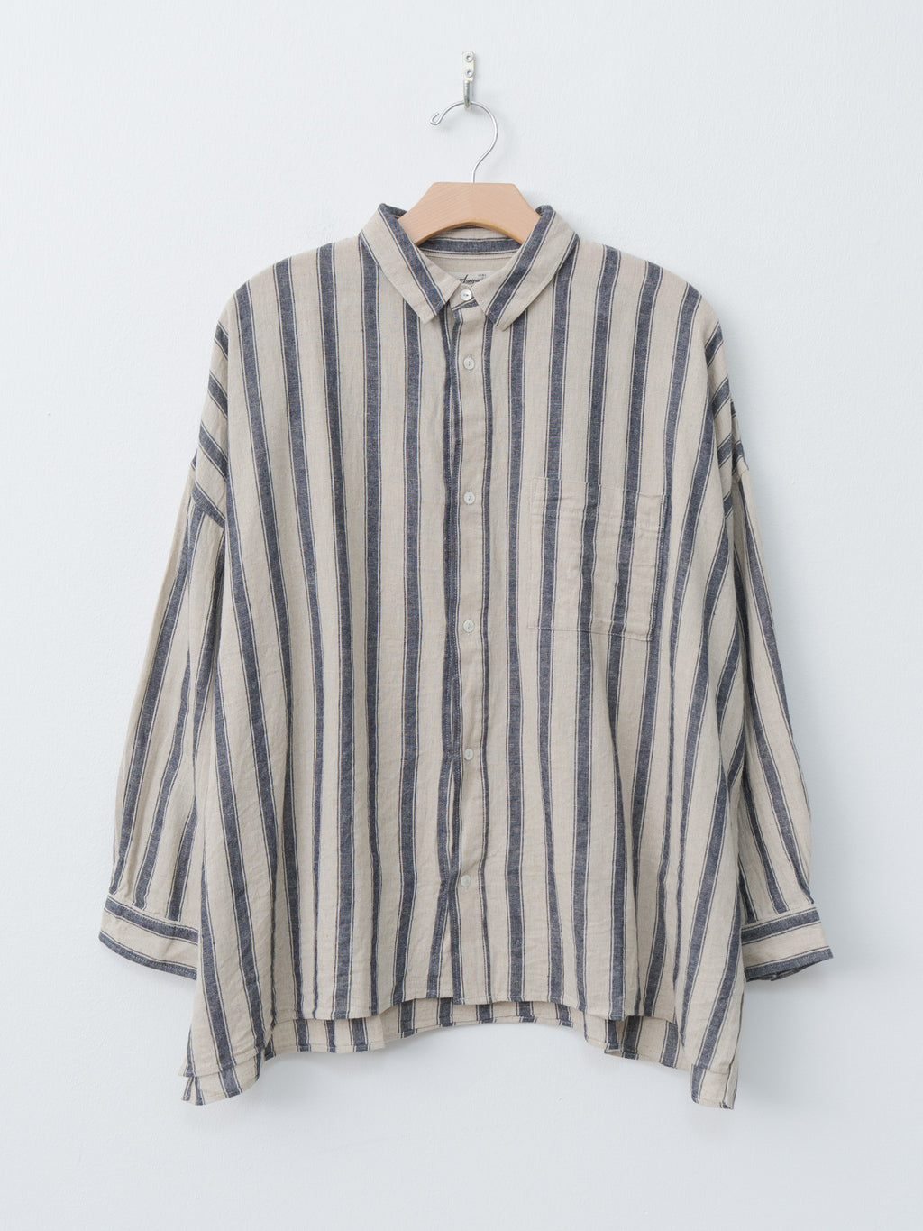 Namu Shop - Ichi Antiquites L/C Stripe Shirt - Natural x Indigo