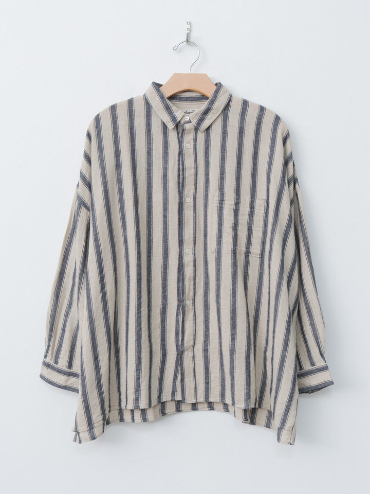 Namu Shop - Ichi Antiquites L/C Stripe Shirt - Natural x Indigo