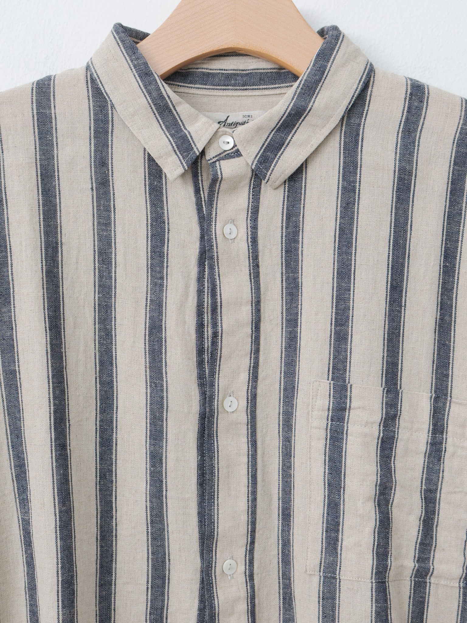 Namu Shop - Ichi Antiquites L/C Stripe Shirt - Natural x Indigo