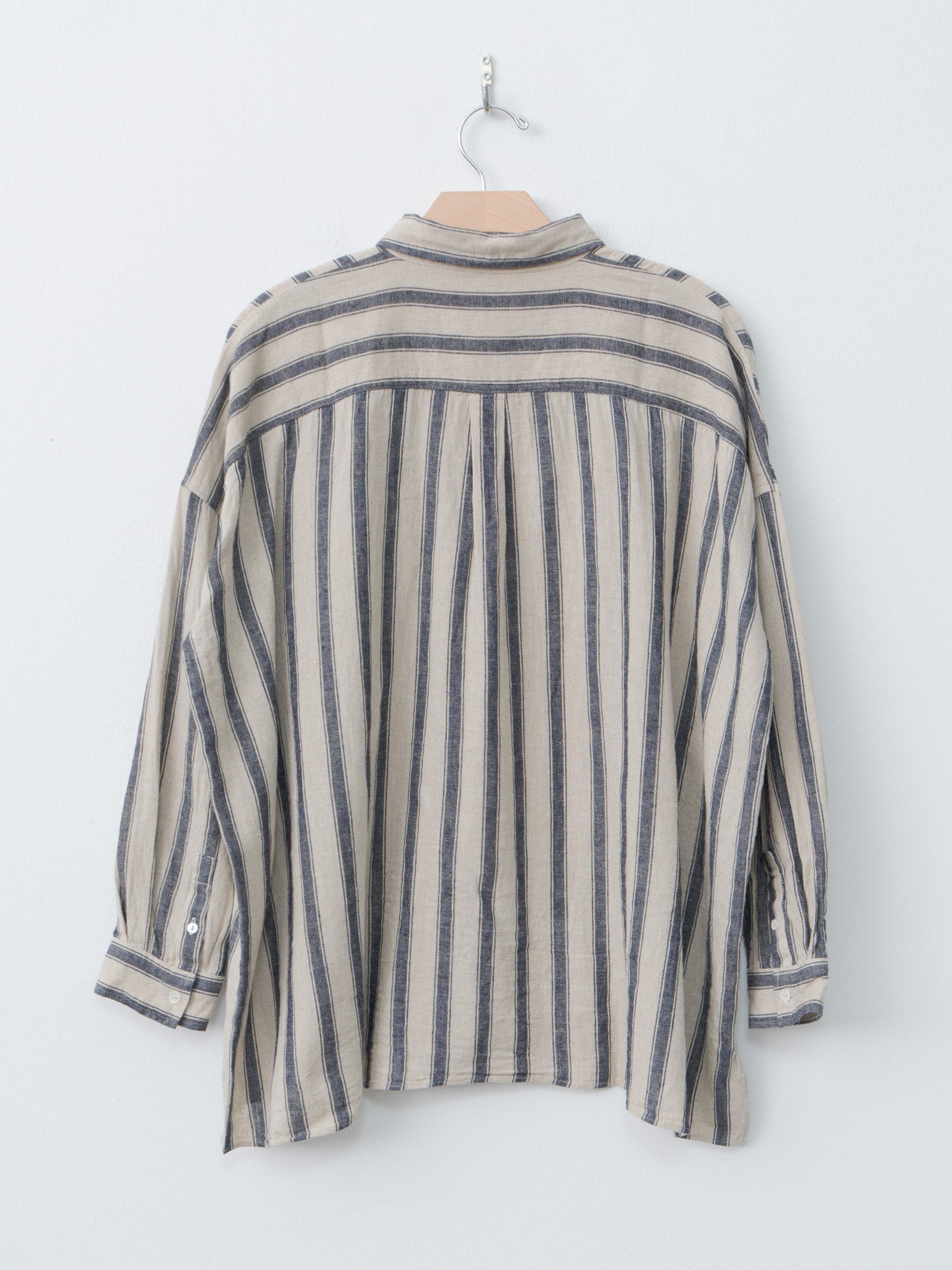 Namu Shop - Ichi Antiquites L/C Stripe Shirt - Natural x Indigo