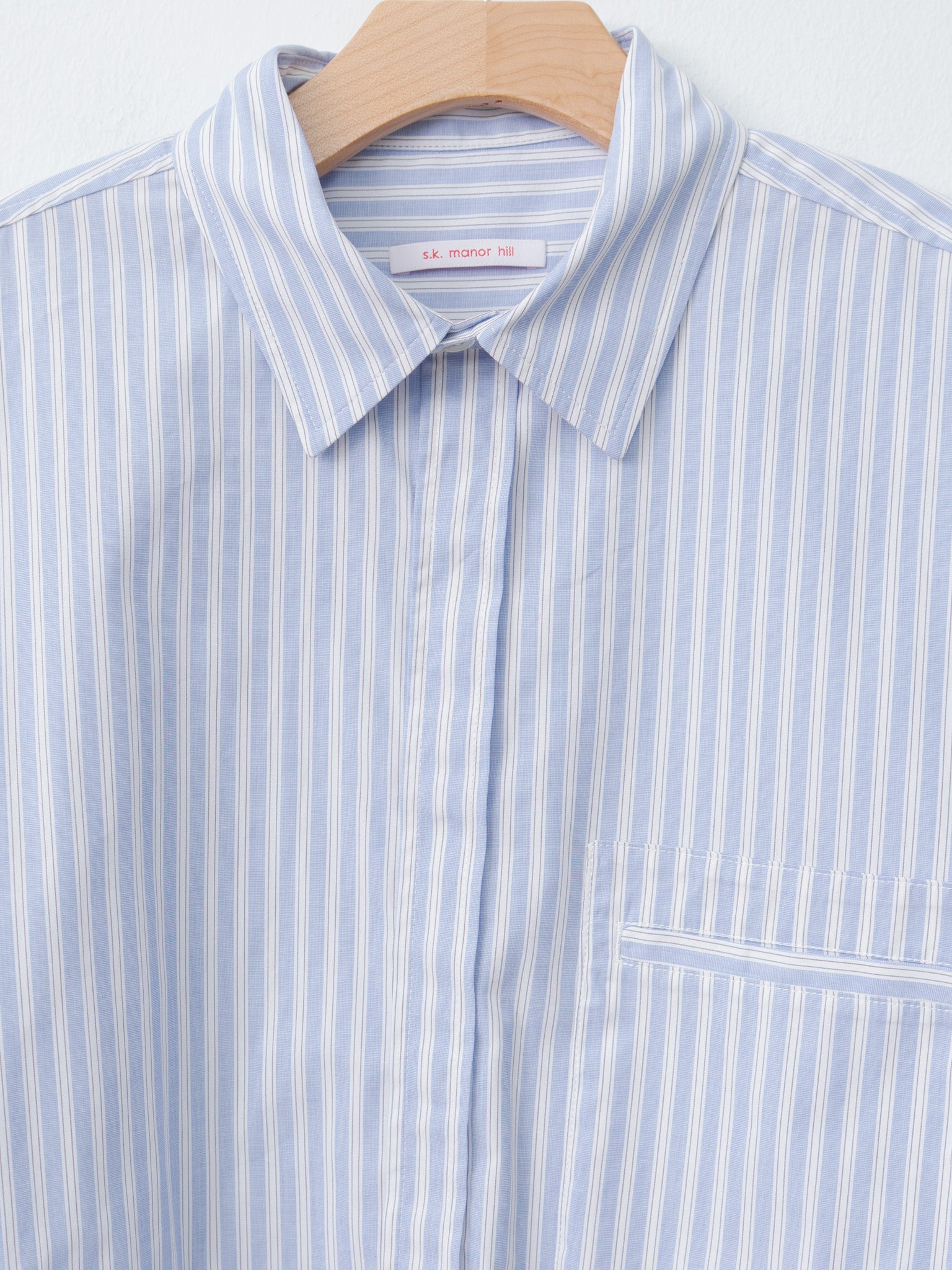 Namu Shop - S.K. Manor Hill Overturn Shirt - Light Blue & Burgundy Striped Cotton