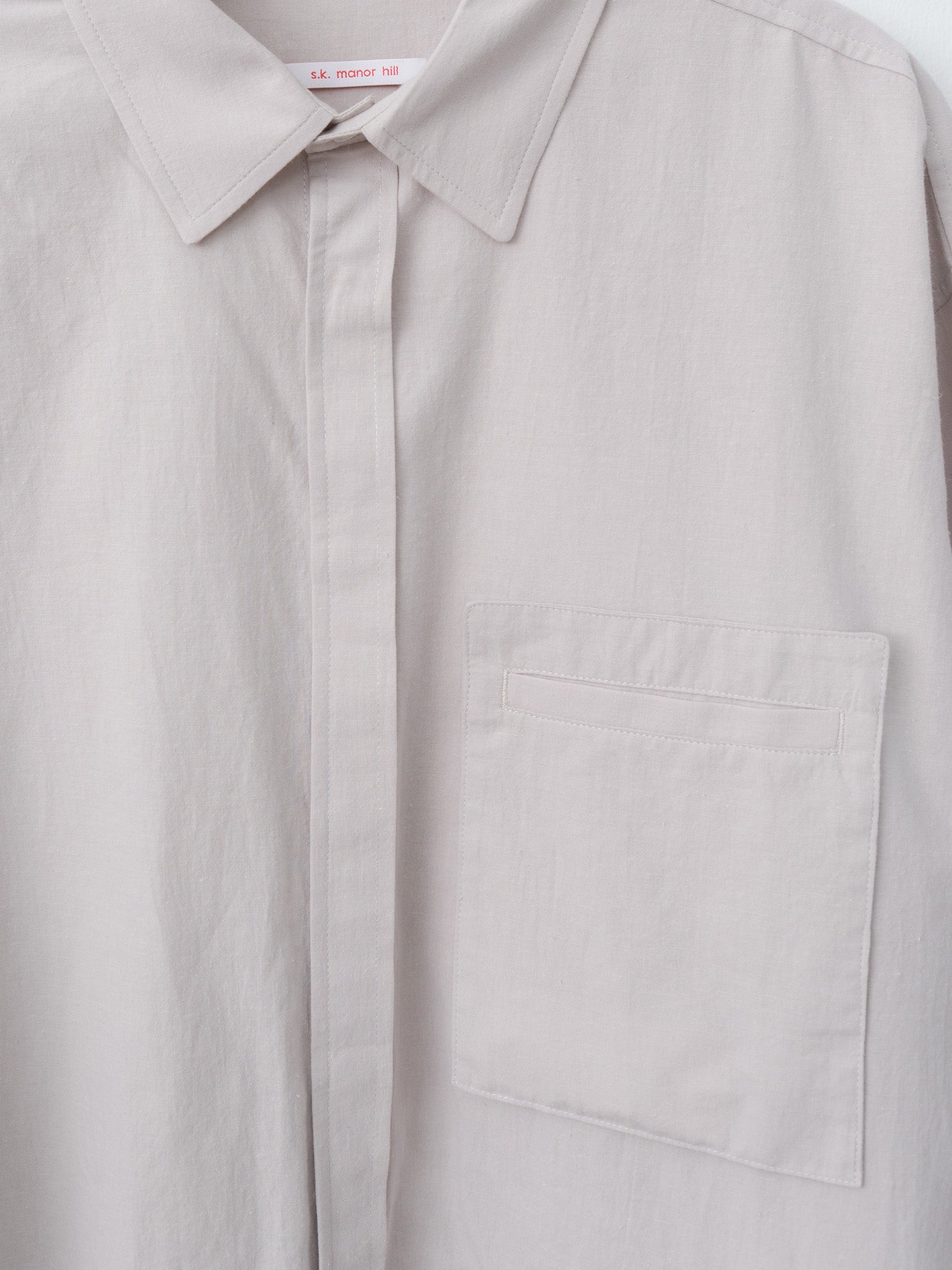 Namu Shop - S.K. Manor Hill Overturn Shirt - Light Grey Cotton Hemp