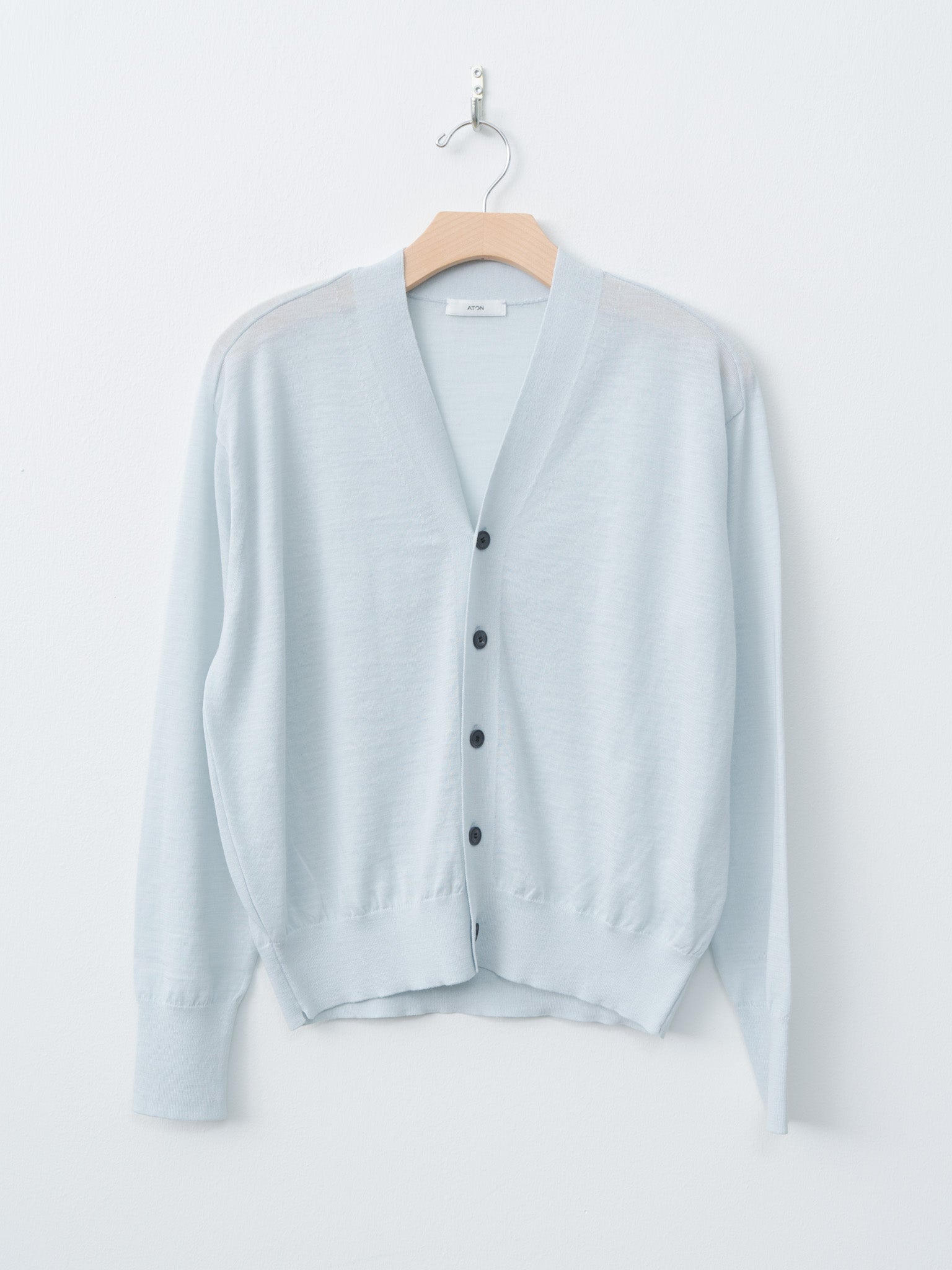 Namu Shop - Aton Ramie Wool V-Neck Knit Cardigan - Sax