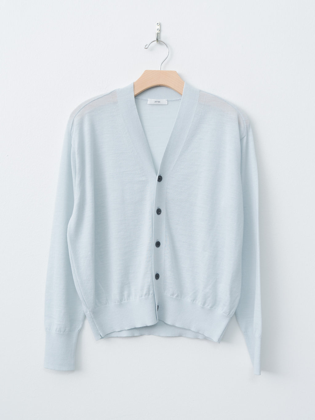 Namu Shop - Aton Ramie Wool V-Neck Knit Cardigan - Sax