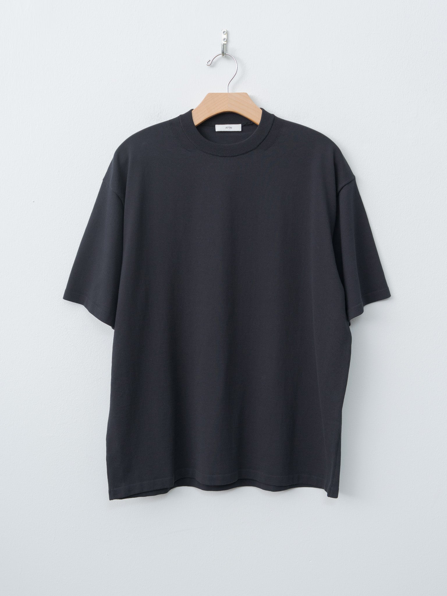 Namu Shop - Aton Fresca Knit Half Sleeve Crewneck Sweater - Black