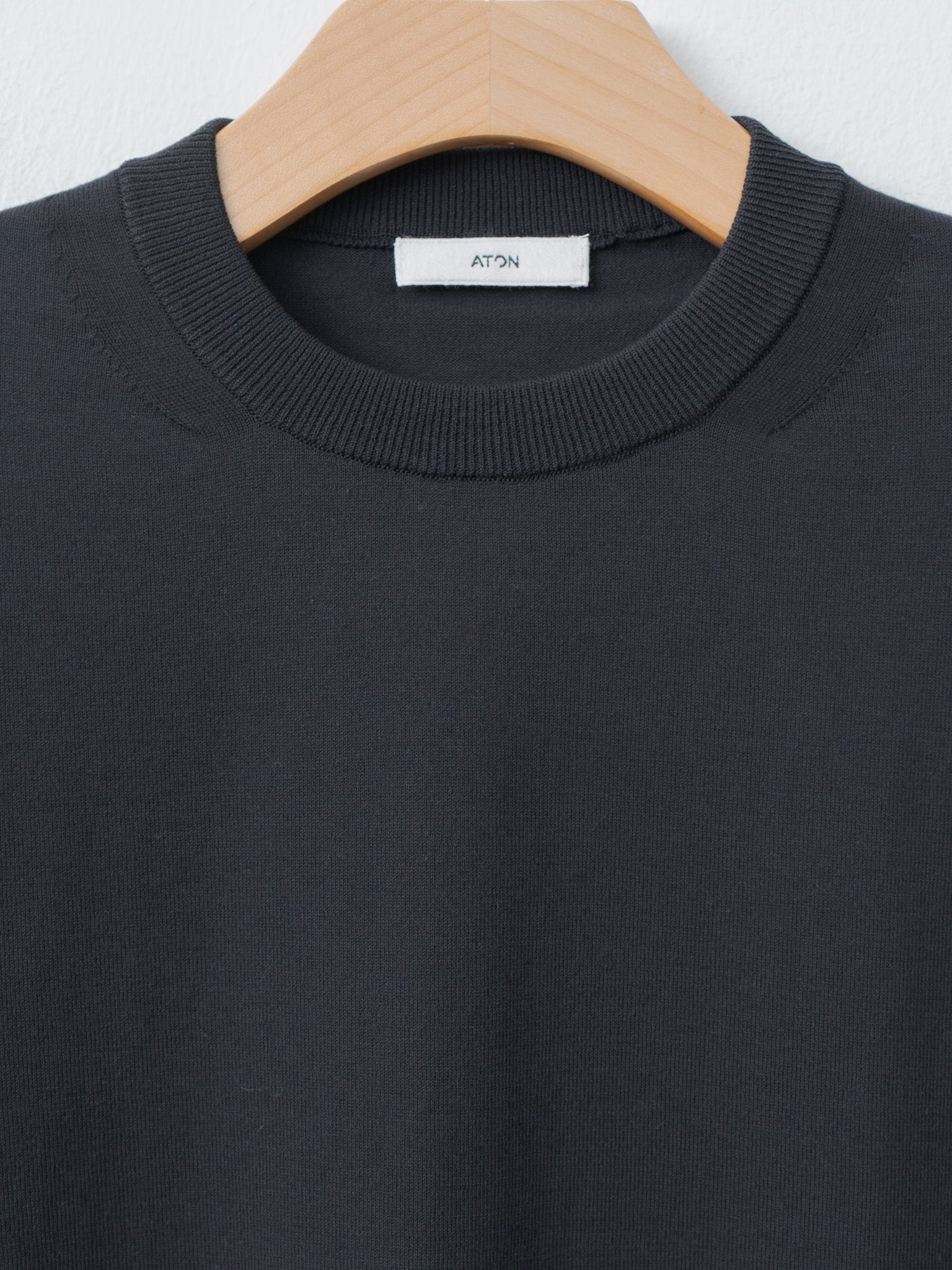 Namu Shop - Aton Fresca Knit Half Sleeve Crewneck Sweater - Black