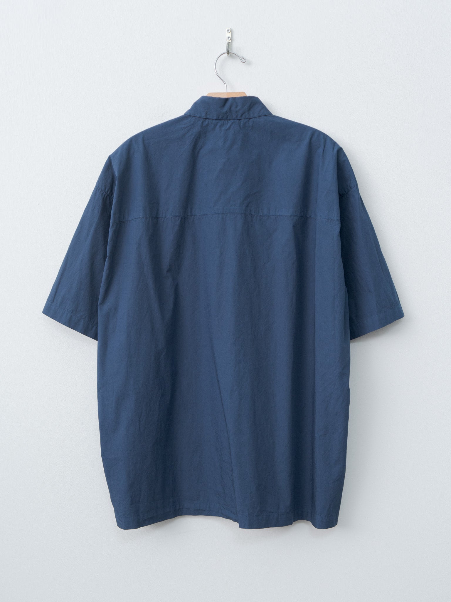 Namu Shop - Aton Cotton Lawn Oversized Short Sleeve Shirt - Navy