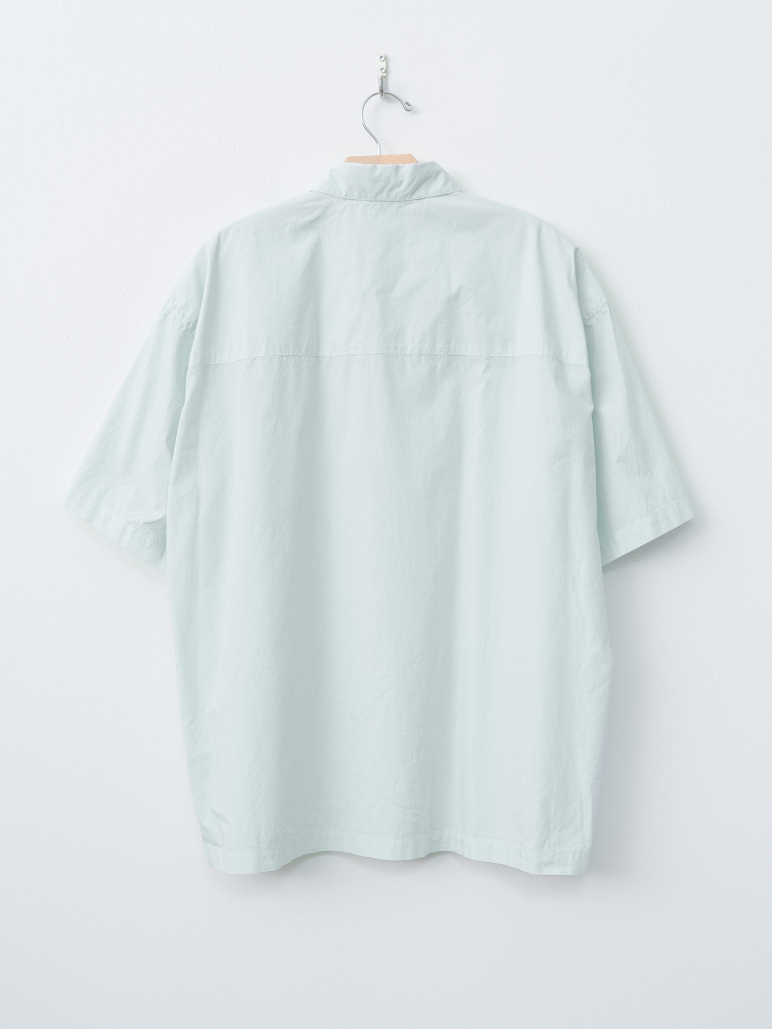 Namu Shop - Aton Cotton Lawn Oversized Short Sleeve Shirt - Ice Blue