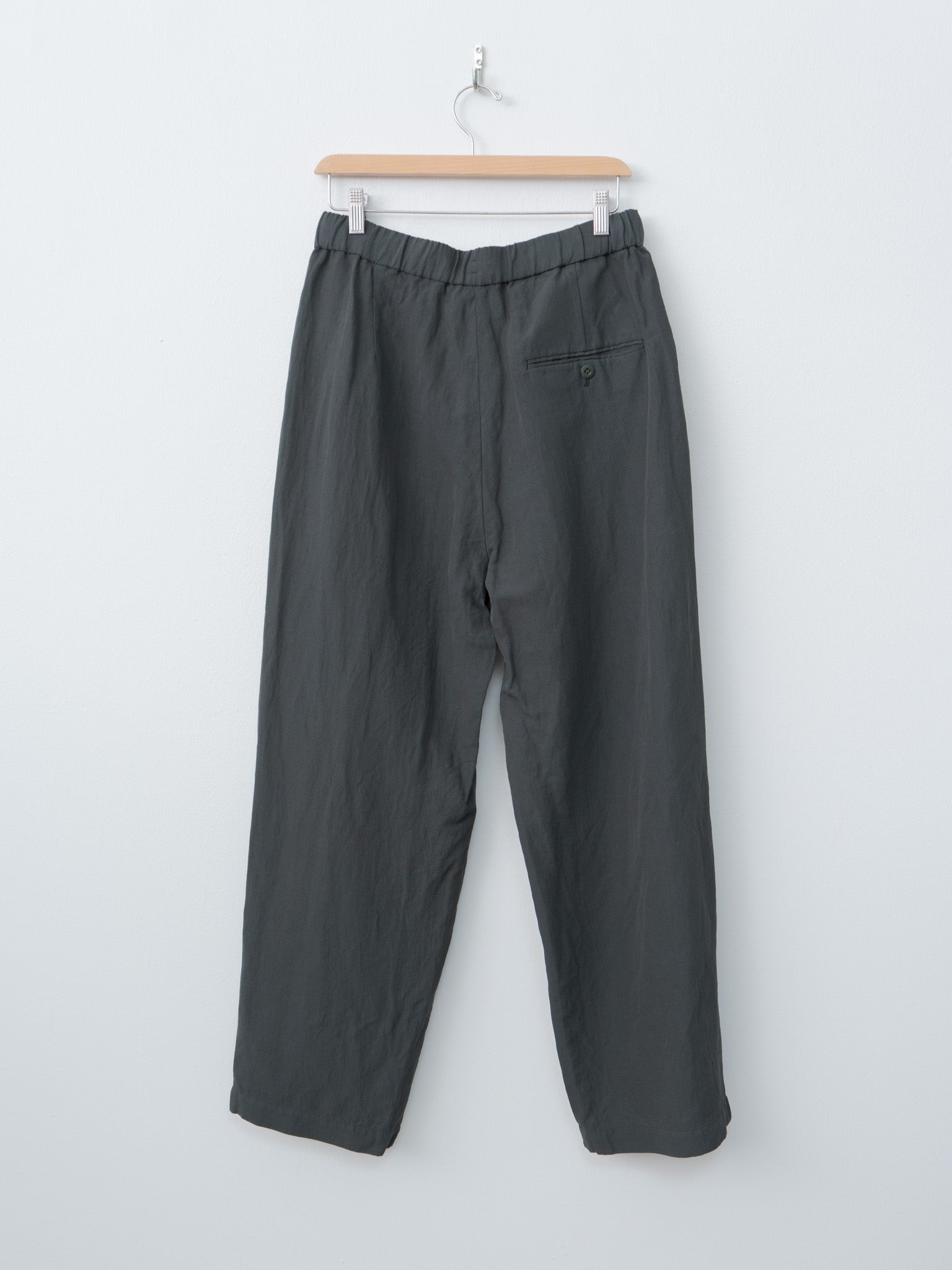 Namu Shop - Aton Cotton Linen Voile Two Tucked Easy Pants - Dark Green