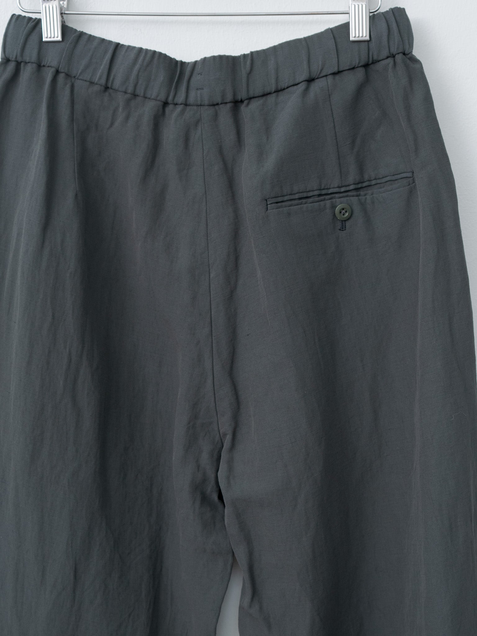 Namu Shop - Aton Cotton Linen Voile Two Tucked Easy Pants - Dark Green