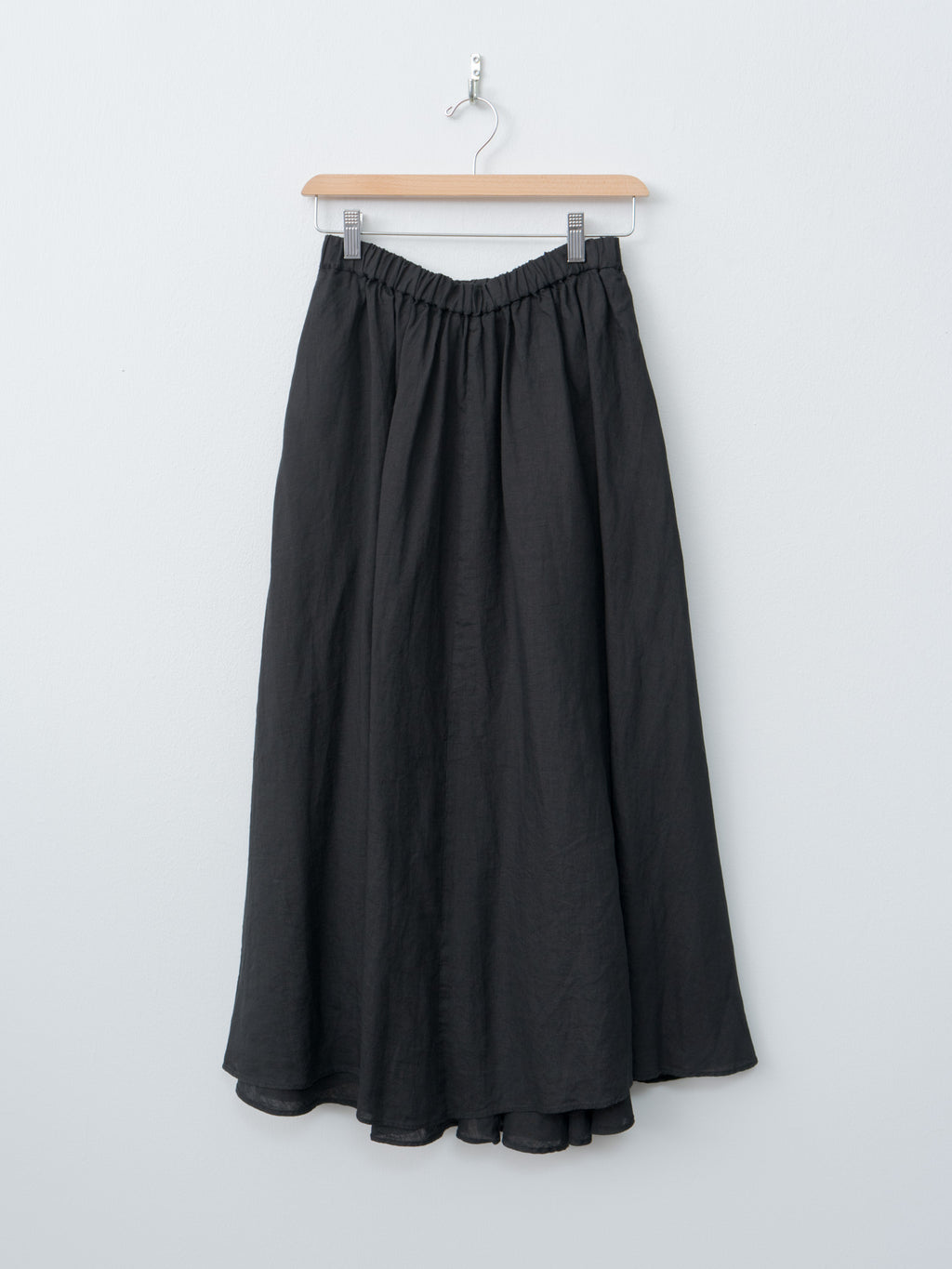 Namu Shop - Aton Natural Dyed Linen Lawn Gathered Skirt - Black