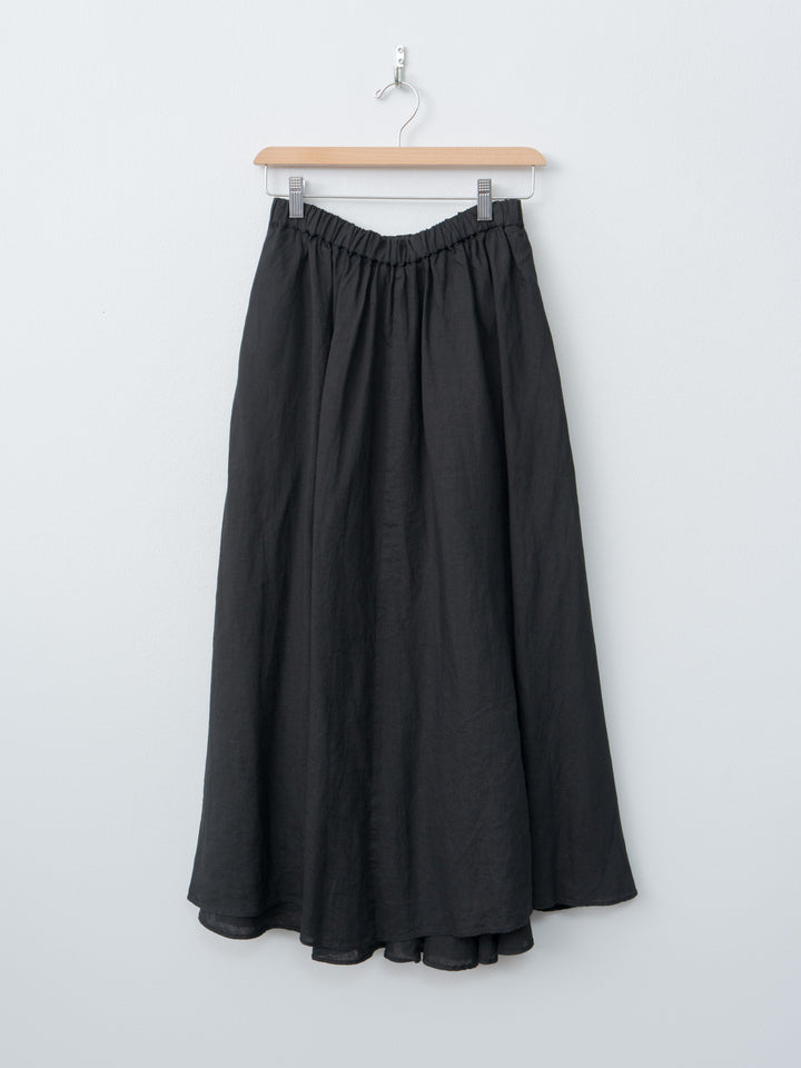 Namu Shop - Aton Natural Dyed Linen Lawn Gathered Skirt - Black