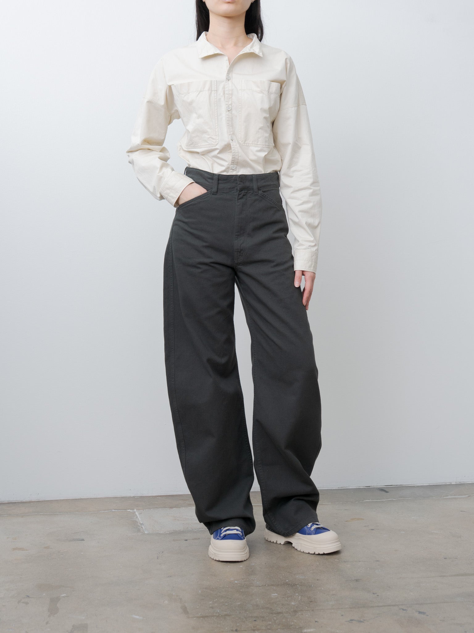 Namu Shop - Lemaire High Waisted Curved Pants - Carbon Blue