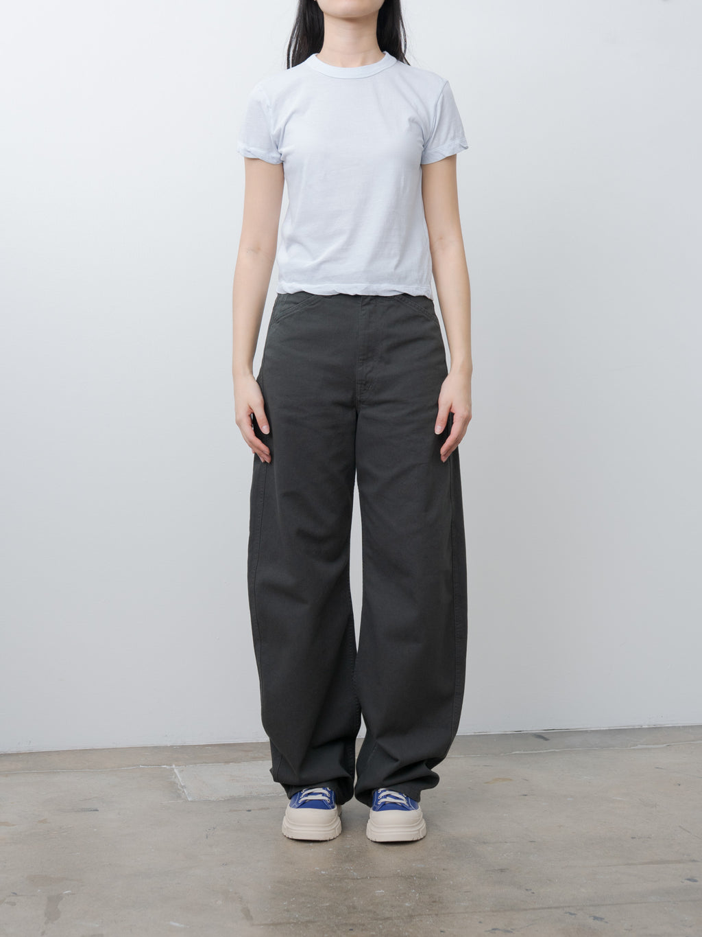 Namu Shop - Lemaire High Waisted Curved Pants - Carbon Blue
